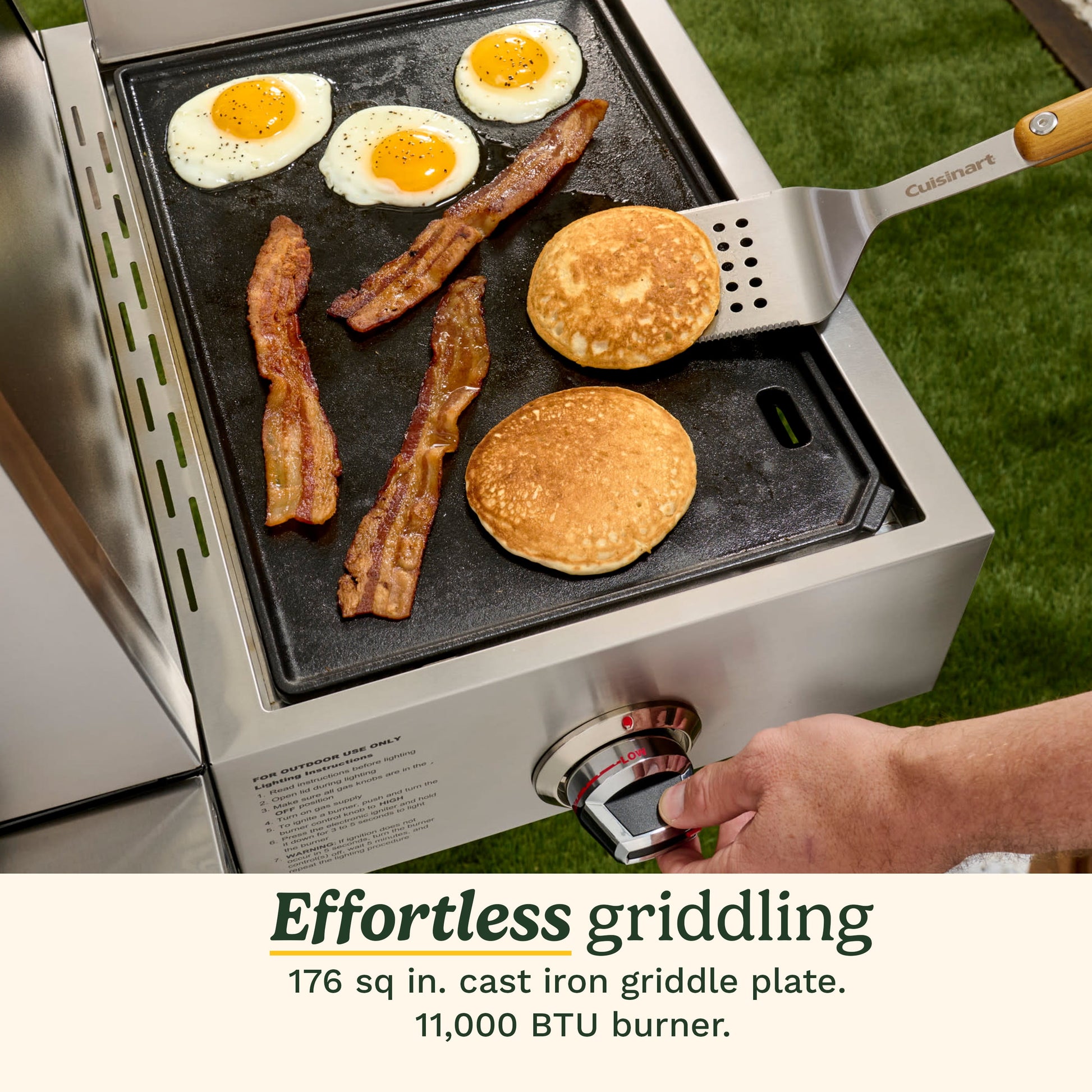 Cuisinart Propel+ 4-Burner 3-in-1 Gas Grill, Stainless Steel Versatile Grill, Griddle & Pizza Oven with Pizza Stone