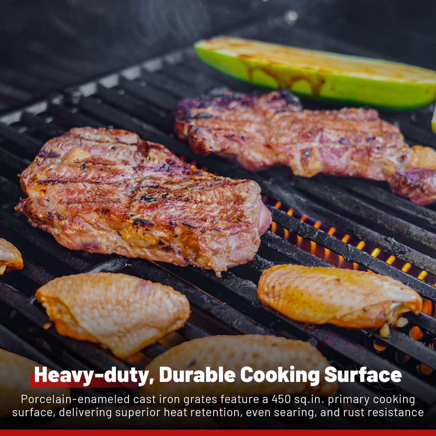 Mesa 4-Burner Propane Gas Grill in Stainless Steel with Broil Zone, Clear View Lid, Side Burner and LED Controls