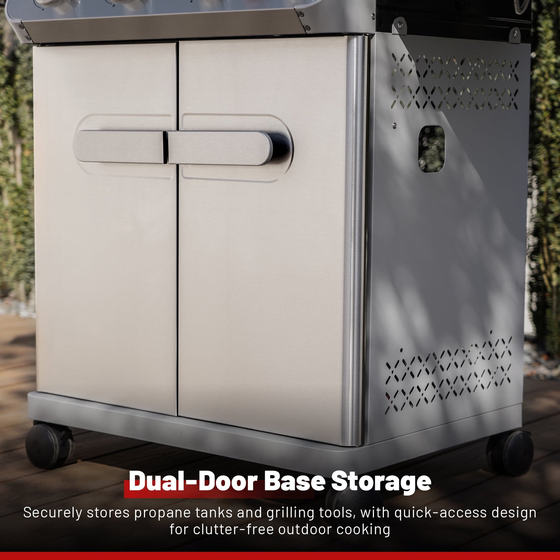 Mesa 4-Burner Propane Gas Grill in Stainless Steel with Broil Zone, Clear View Lid, Side Burner and LED Controls