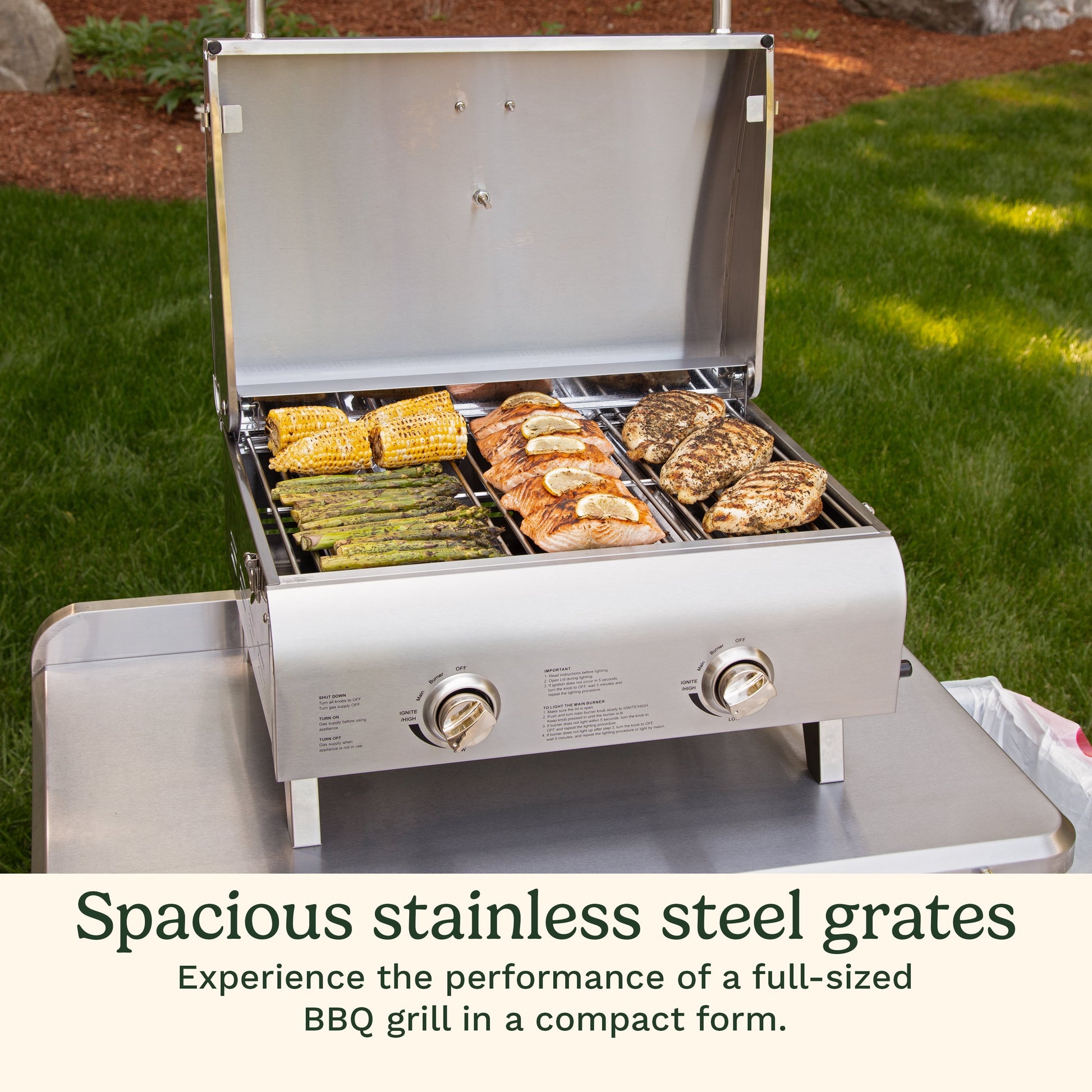 Cuisinart Chef's Style Tabletop Portable Propane Gas Grill, 20,000 BTU Stainless Steel 2-Burner Outdoor BBQ Grill