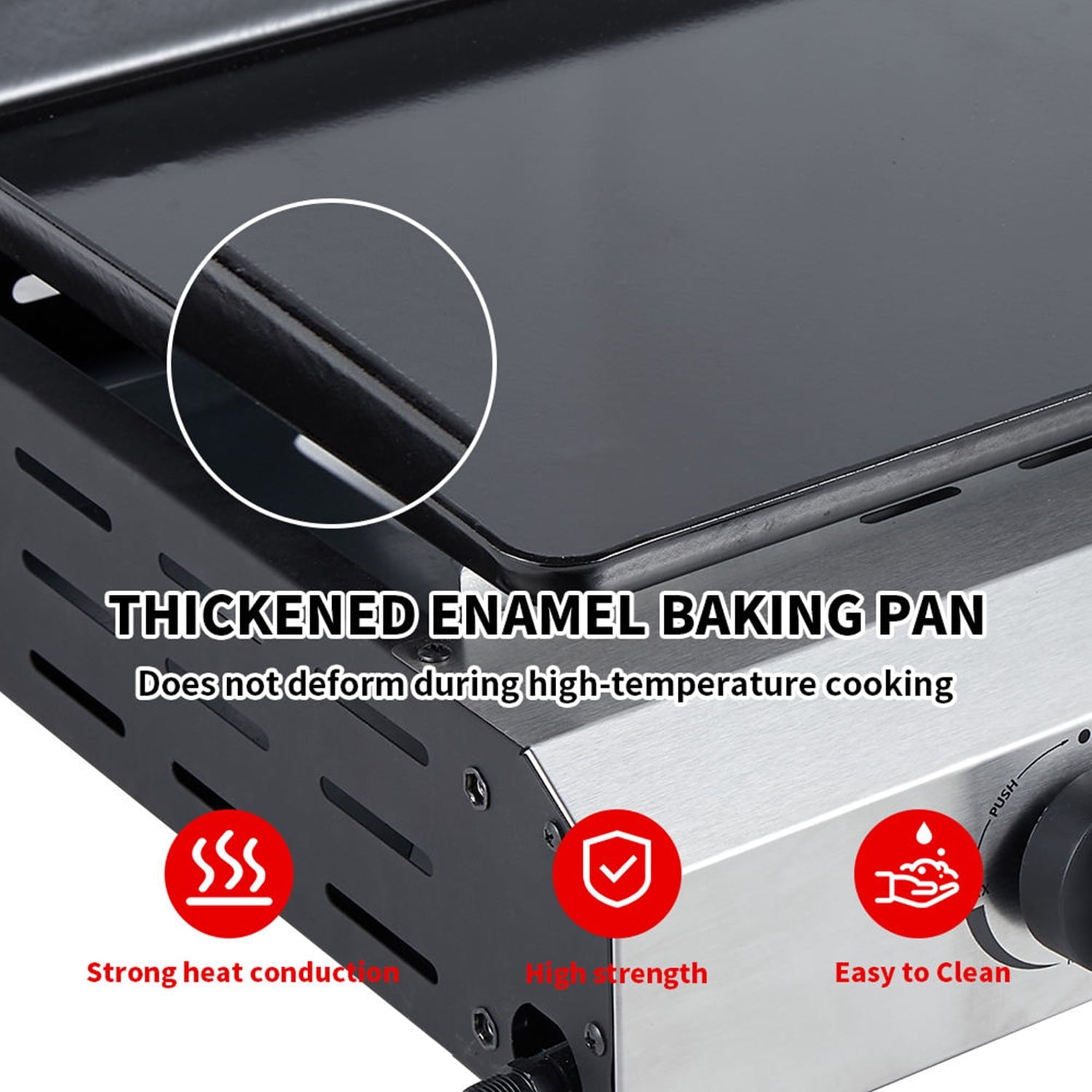 SUGIFT 4-Burner Propane Gas Griddle Flat Top Grill with Side Shelf for Outdoor BBQ & Camping