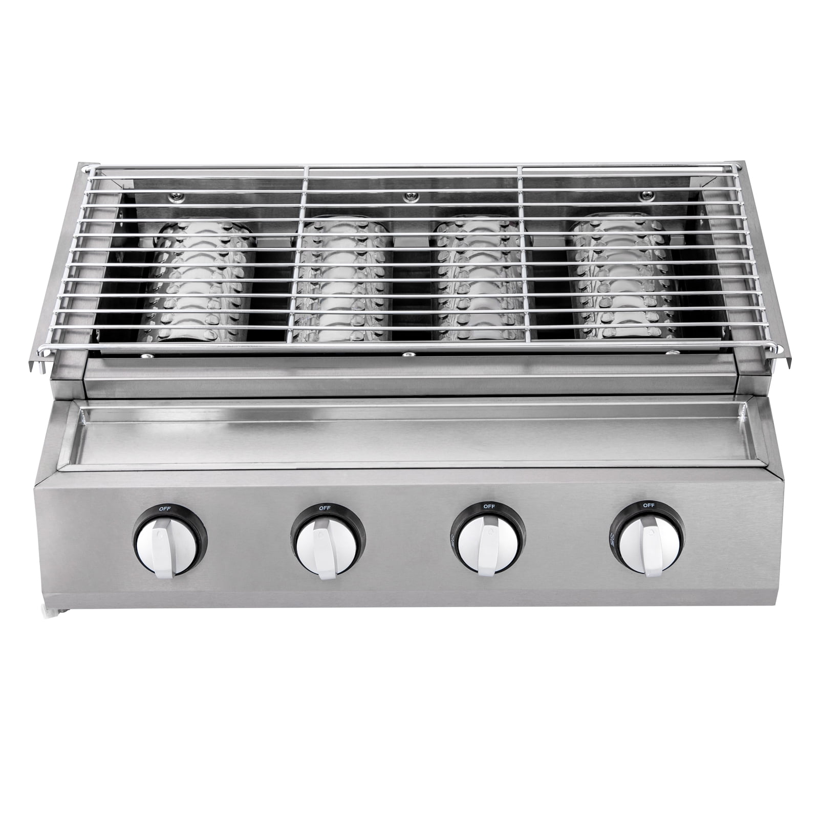 Countertop Barbeque Grill, LPG Gas 4-Burner Stainless Steel Grill for Outdoor Sliver