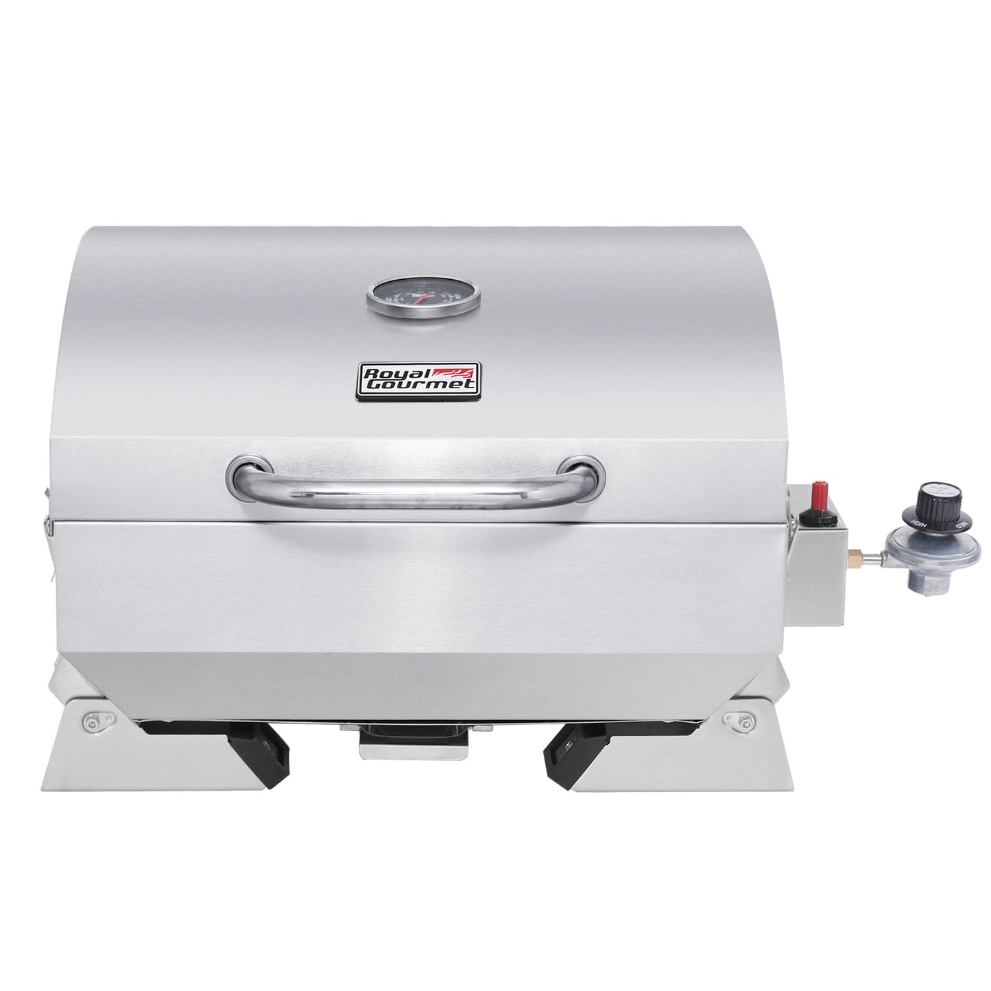 Royal Gourmet GT1001 Stainless Steel Portable Gas Grill, Tabletop Grill with Folding Legs and Lockable Lid, Outdoor Camping, Deck and Tailgating, Silver