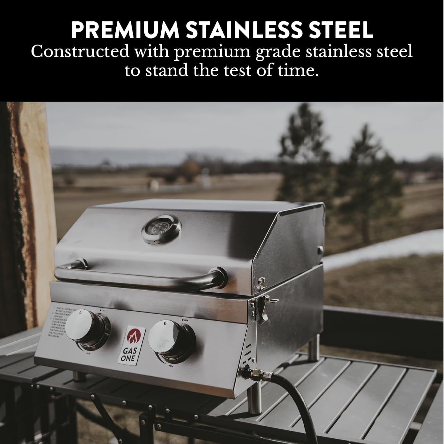 GasOne Portable Propane Grill – 16-inch Stainless Steel Tabletop Grill – Tabletop Gas Grill
