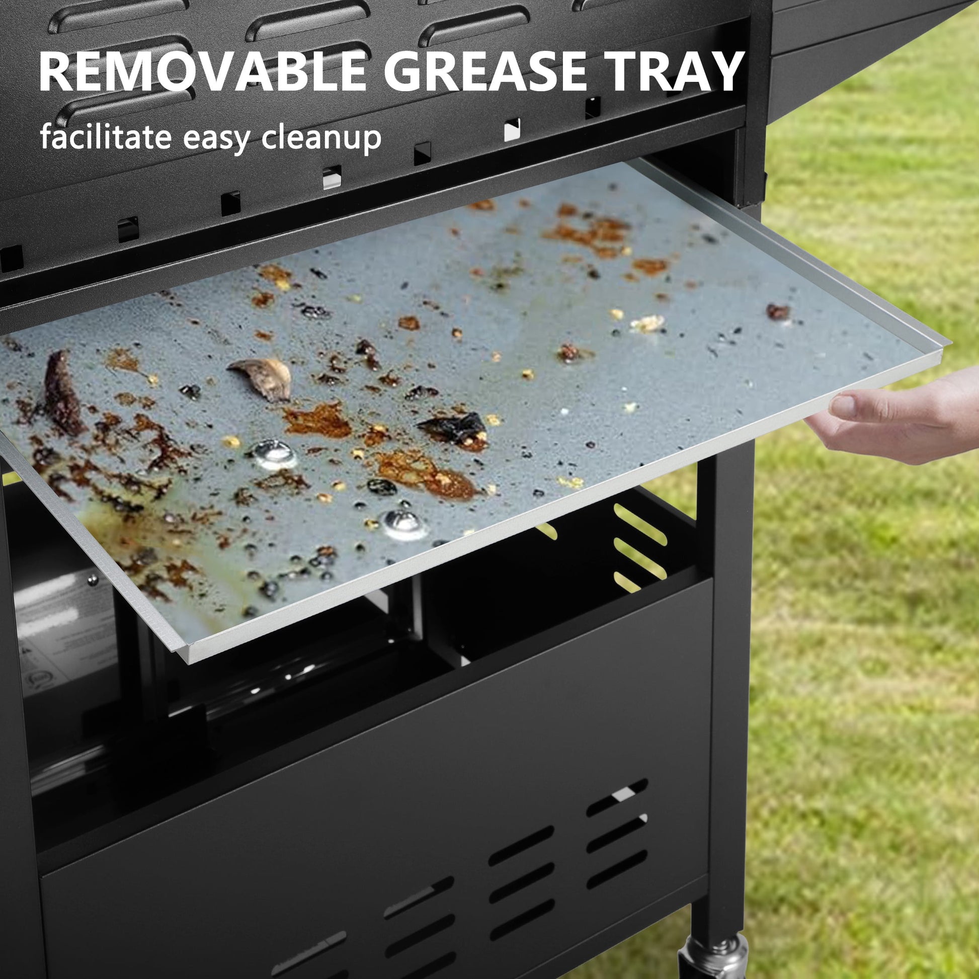 SEGMART 4 Burner BBQ Propane Gas Grill, Stainless Steel 40,000 BTU Patio Garden Barbecue Grill with Folding Side Tables, Cleaning Brush & Thermometer, Perfect for Camping, Outdoor Cooking