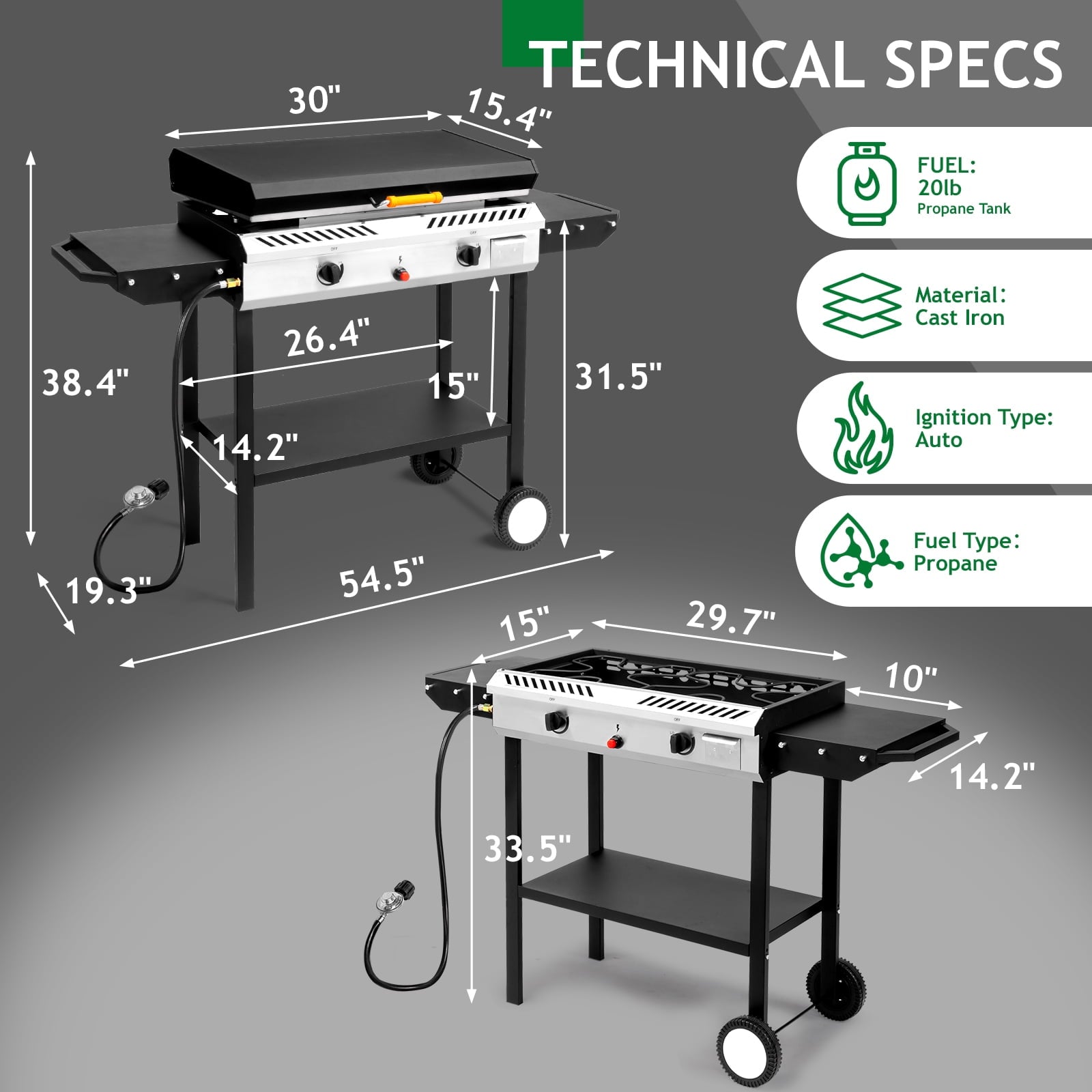 Ktaxon 2 Burner Propane Griddle Flat Top Gas Grill 150000 BTU 2 IN 1 Propane Stove & Griddle