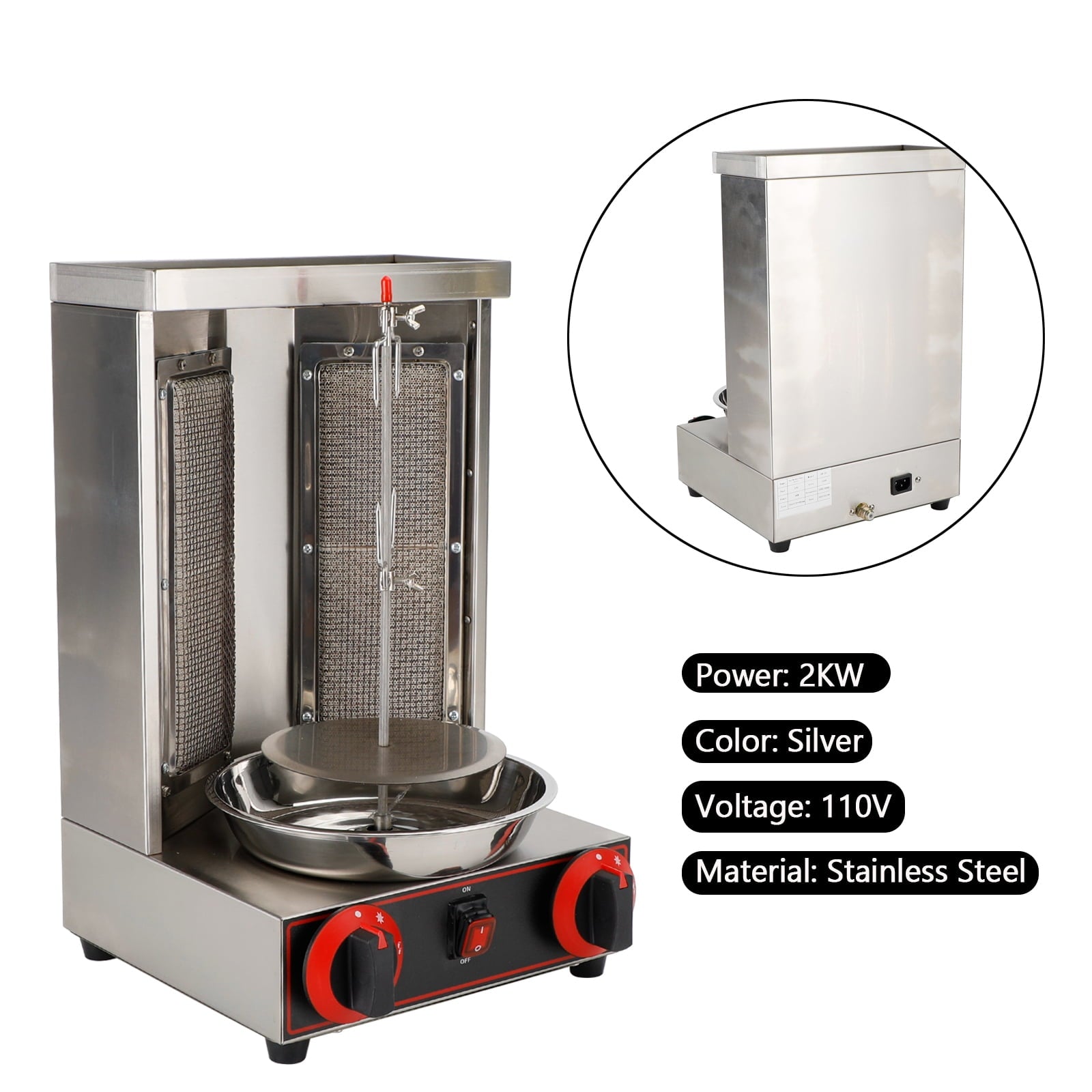 Shawarma Grill Machine Propane Doner Kebab Machine Vertical Broiler with 2 Burner