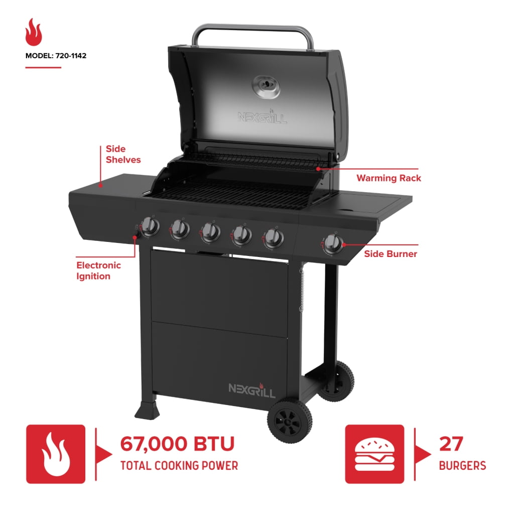Nexgrill 5-Burner Gas Grill with Side Burner, 67,000 BTUs, 618 SQ. In. Cooking Area, Propane BBQ Grill with Stainless Steel Panel for Outdoor Cooking, Patios, and More - 720-1142&nbsp;