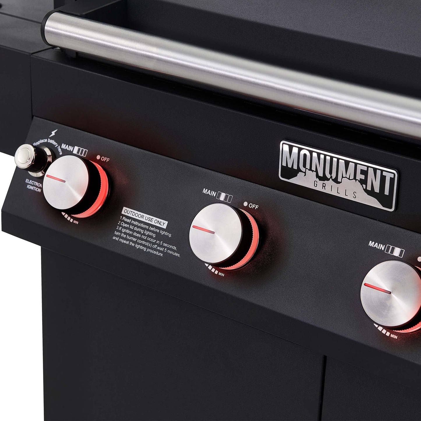 Denali 4-Burner Propane Gas Grill in Black with Clearview Lid, 3-Phase LED Controls and Side Burner