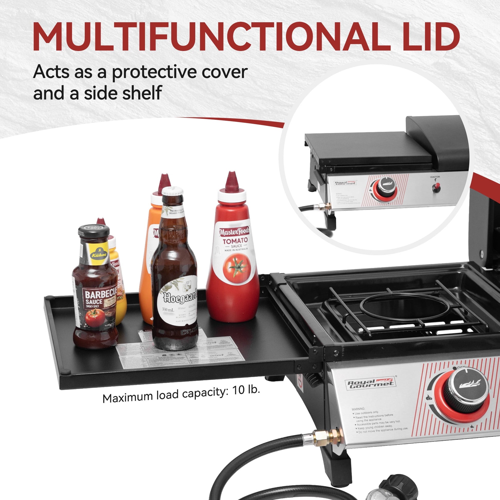 Royal Gourmet 3-Burner Portable Gas Griddle with Side Burner, PD1305H