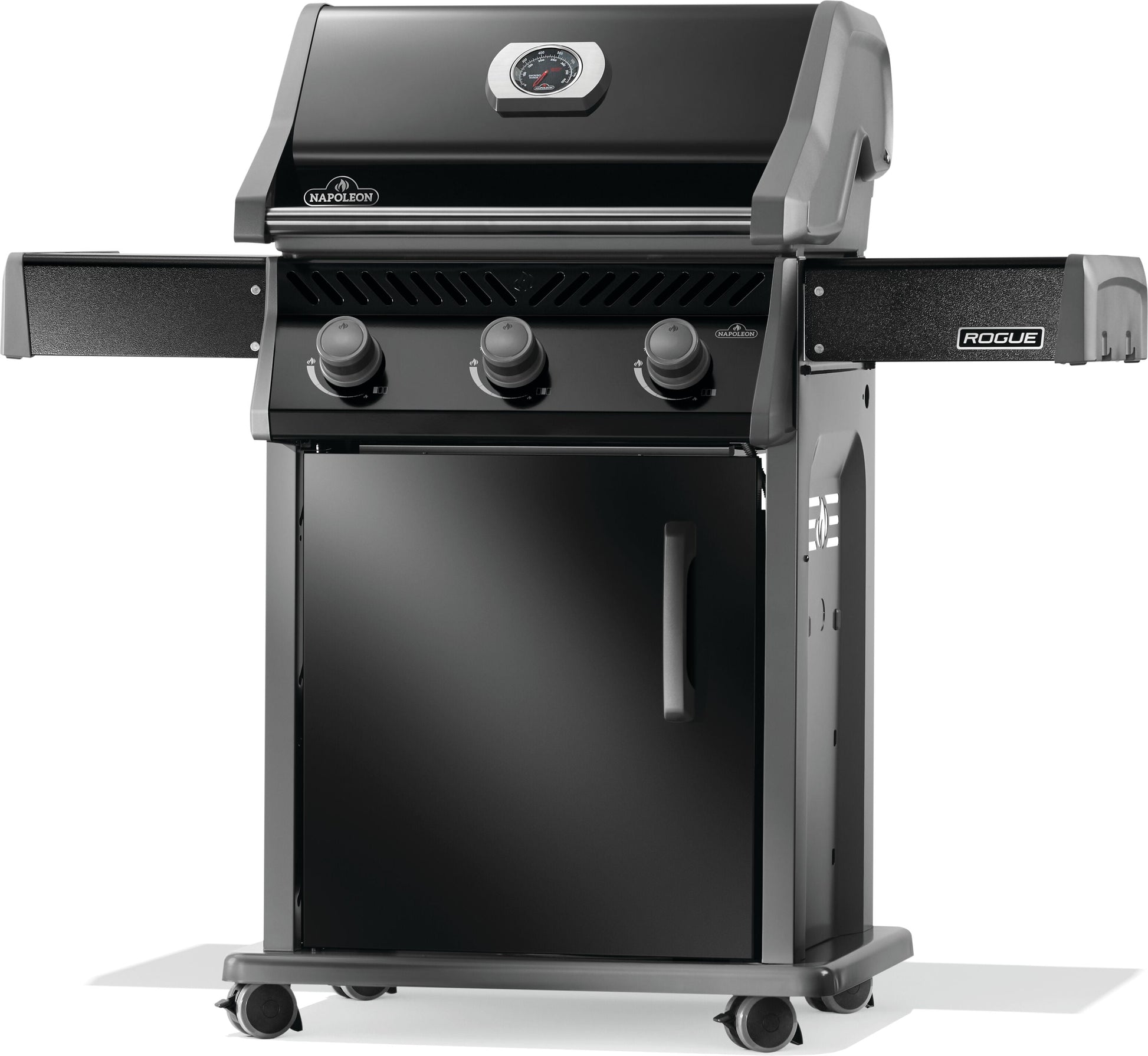 Napoleon Rogue 425 3-Burner Propane Gas Grill in Black with Cast Iron Cooking Grids