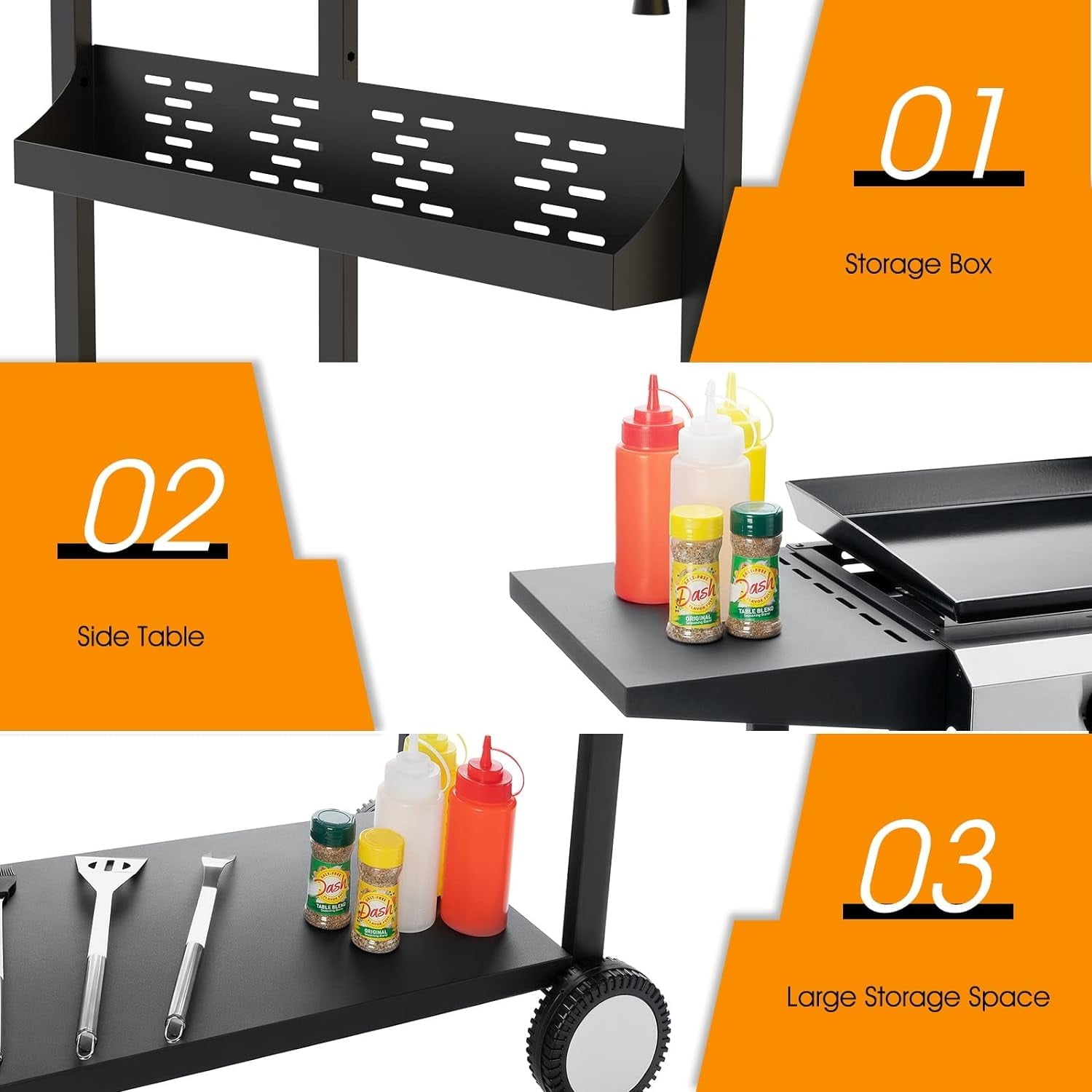 SUGIFT 4-Burner Propane Gas Griddle Flat Top Grill with Side Shelf for Outdoor BBQ & Camping