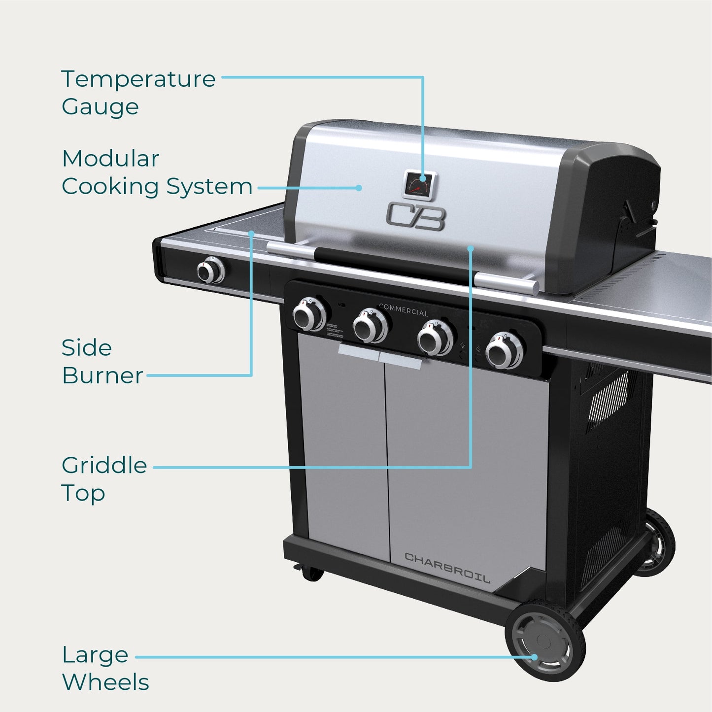 Charbroil® Commercial Series™ 4-Burner Gas Grill & Griddle, Black