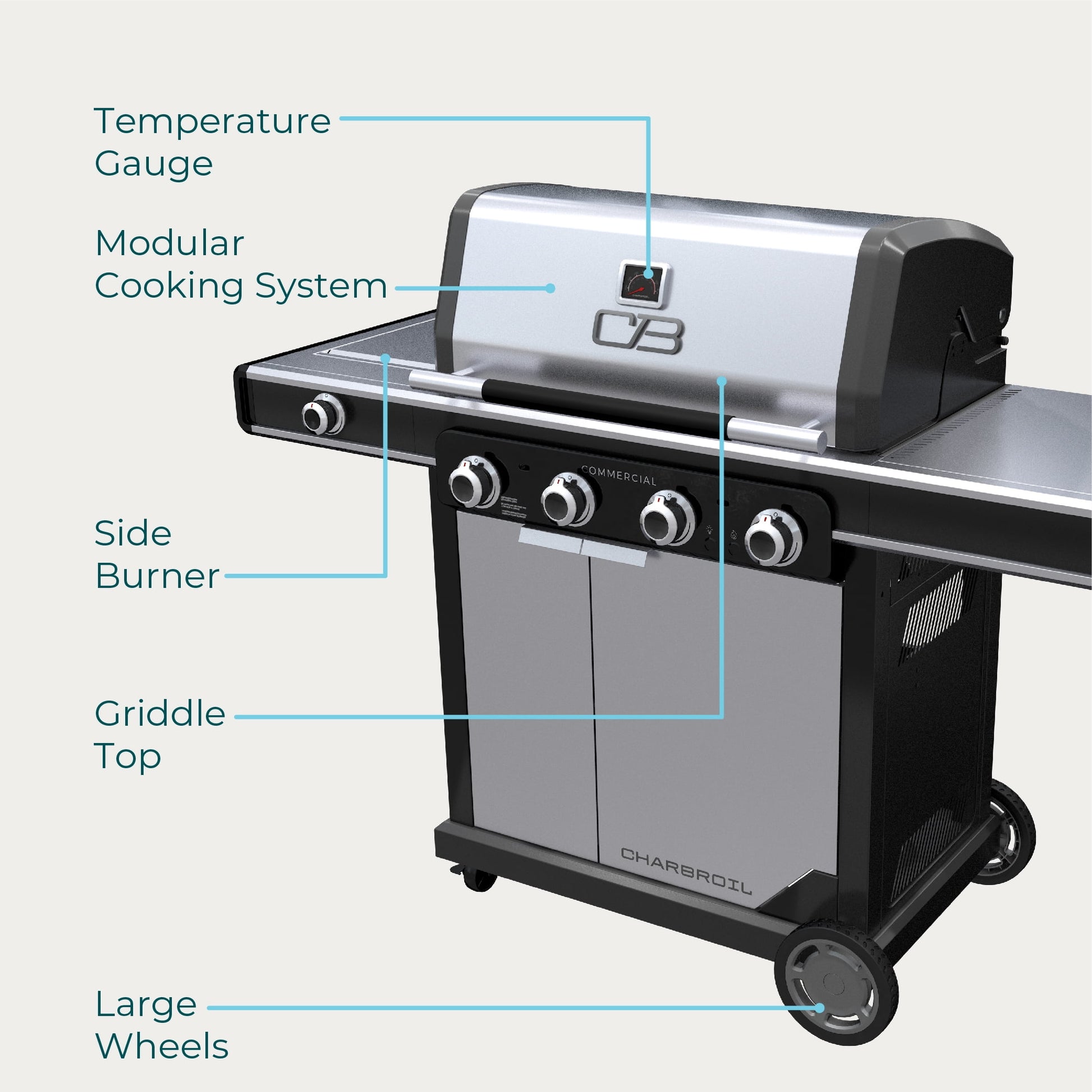 Charbroil® Commercial Series™ 4-Burner Gas Grill & Griddle, Black