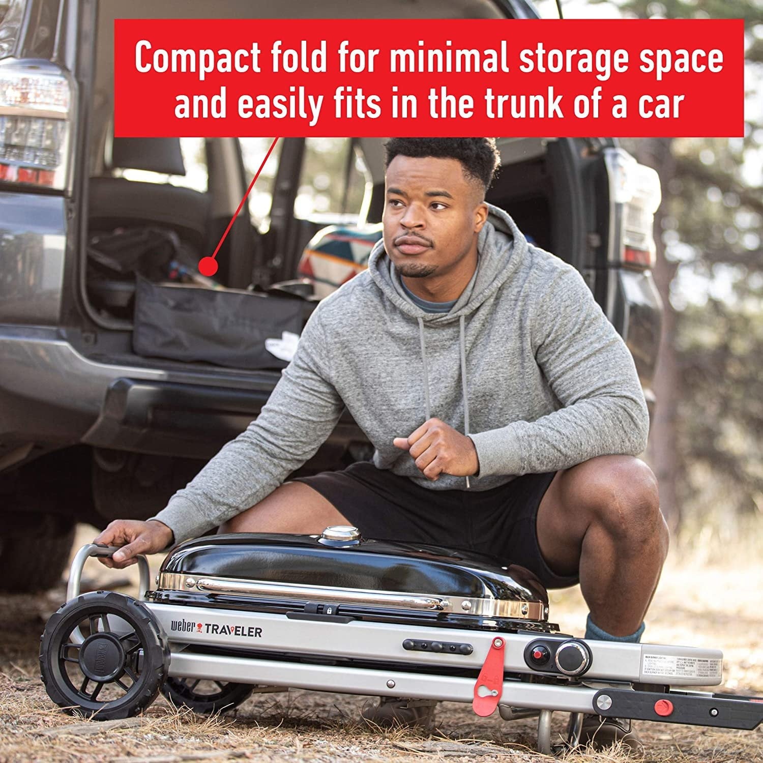 The Weber Traveler Portable Gas Grill, Stealth Edition