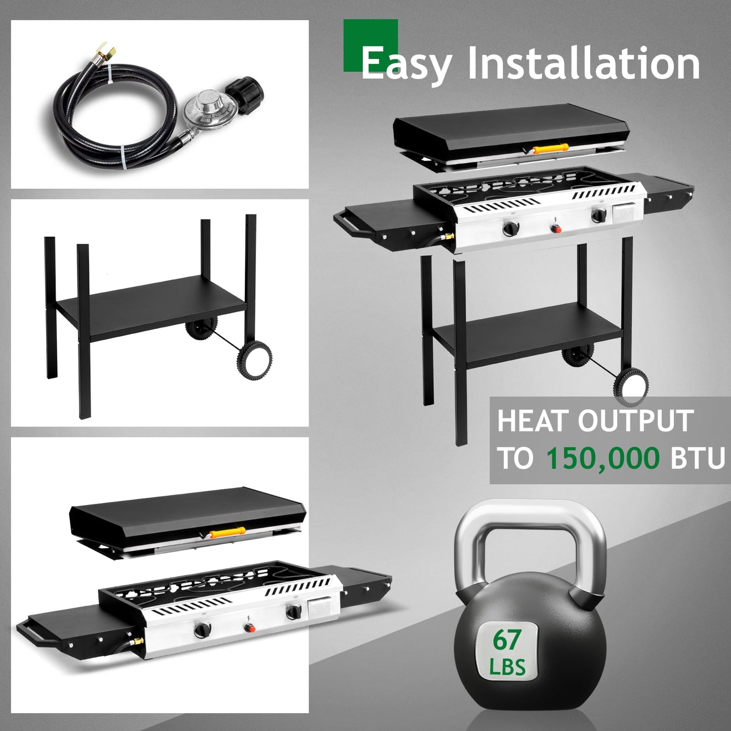 Ktaxon 2 Burner Propane Griddle Flat Top Gas Grill 150000 BTU 2 IN 1 Propane Stove & Griddle