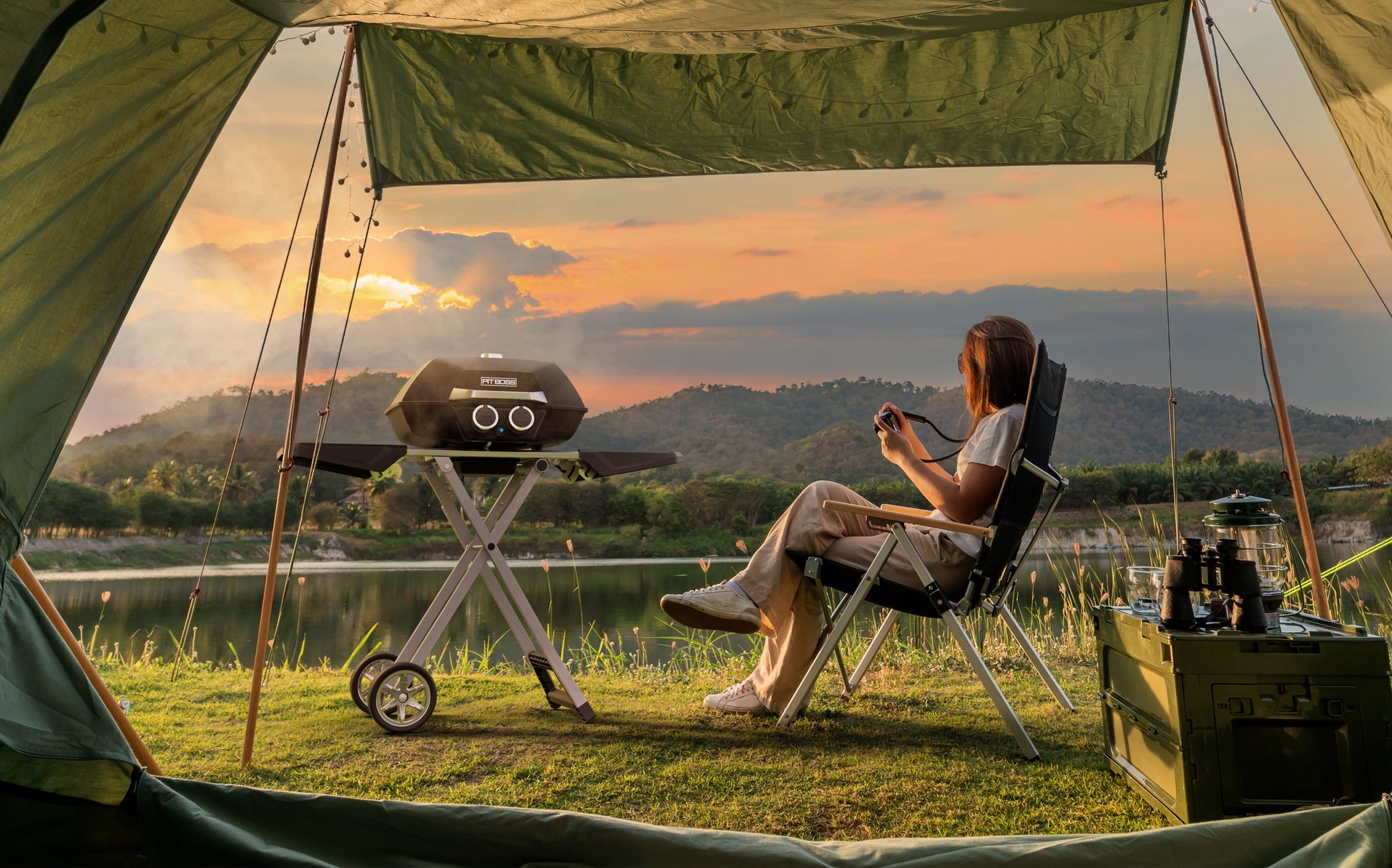 Pit Boss 2-Burner Portable Gas Grill with Collapsible Cart