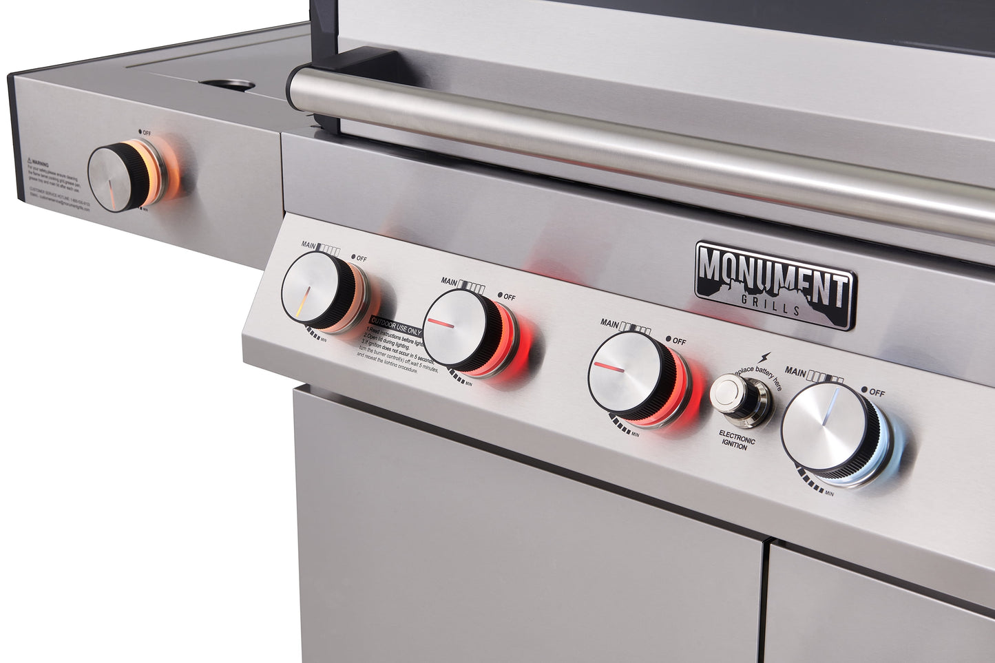 Denali 6-Burner Propane Gas Grill in Stainless with Clearview Lid, 3-Phase LED Controls and Side Burner