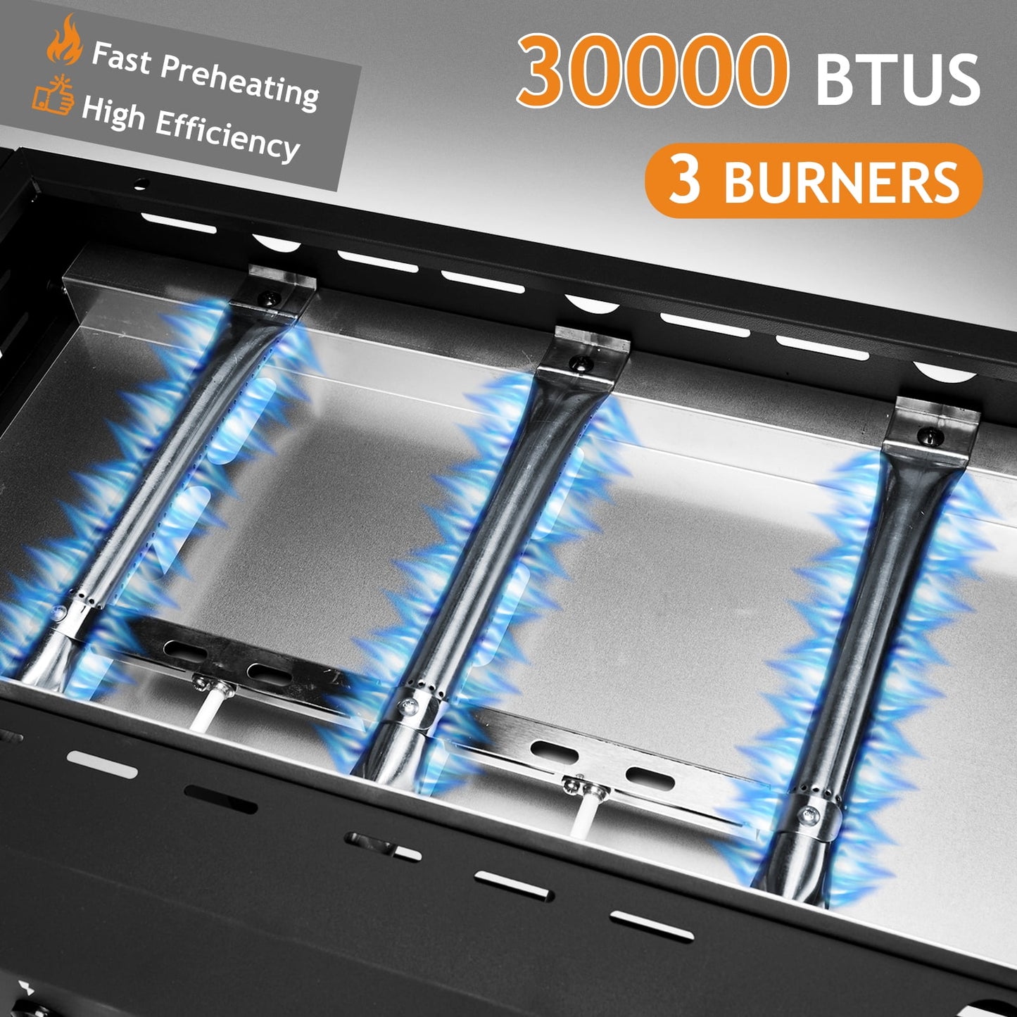 Ktaxon 3 Burner Propane Griddle Flat Top Gas Grill 30000 BTU with Lid,Ceramic Coated Cast Iron Pan,Portable