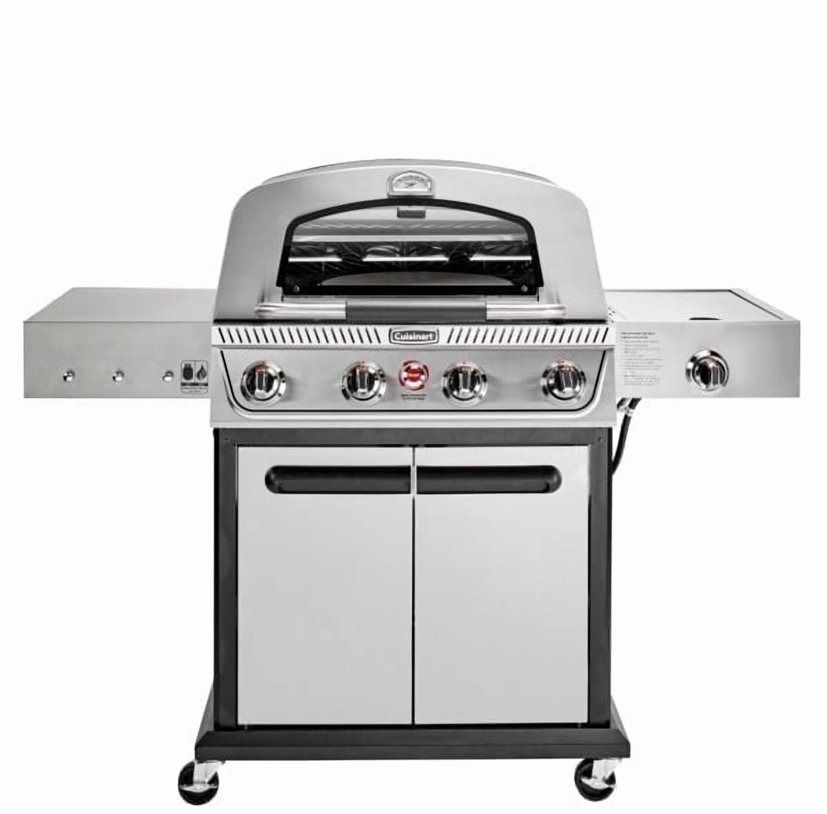 Cuisinart Propel+ 4-Burner 3-in-1 Gas Grill, Stainless Steel Versatile Grill, Griddle & Pizza Oven with Pizza Stone