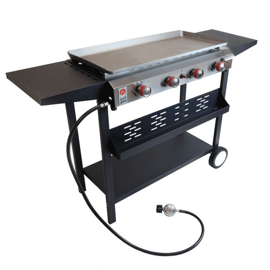 GasOne Flat Top Grill with 4 Burners – Premium Propane Grill with Outdoor Grill Cart – Stainless Steel