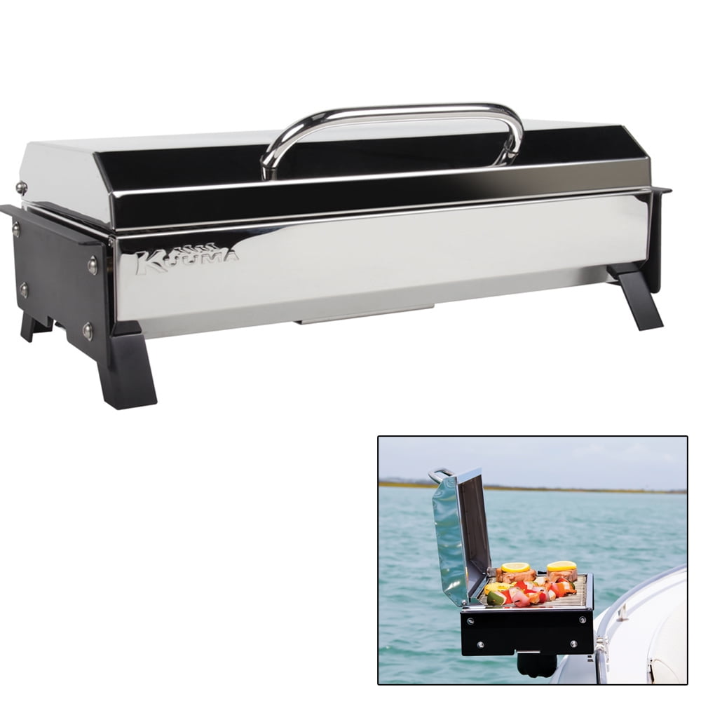 Kuuma Black Propane Gas Grill with Wind Block Panels and Folding Side Tables