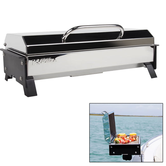 Kuuma Black Propane Gas Grill with Wind Block Panels and Folding Side Tables