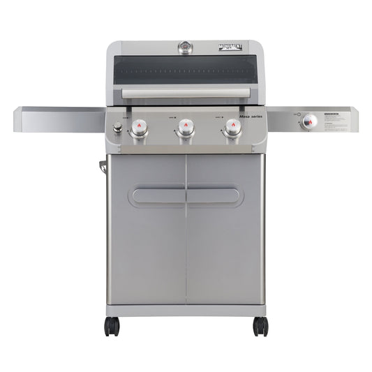 Monument Grill Mesa 3-Burner Propane Gas Grill in Stainless Steel with Clear View Lid and LED Controls