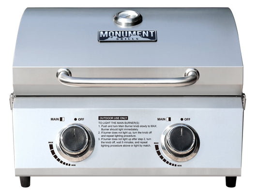 Monument Grills 2-Burner Portable Tabletop Propane Gas Grill in Stainless