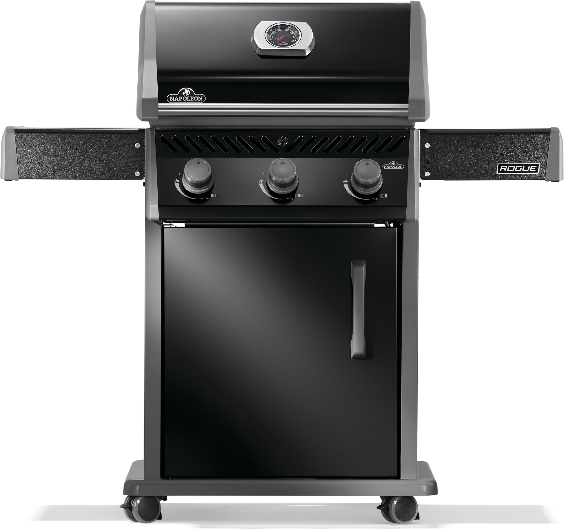 Napoleon Rogue 425 3-Burner Propane Gas Grill in Black with Cast Iron Cooking Grids
