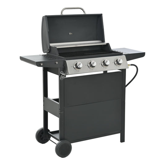 Propane Grill 4 Burner, 34,200 BTU Stainless Steel Gas Grill with Porcelain-Enamel Cooking Grates, Integrated Ignition System, and Built-in Thermometer for Outdoor BBQ