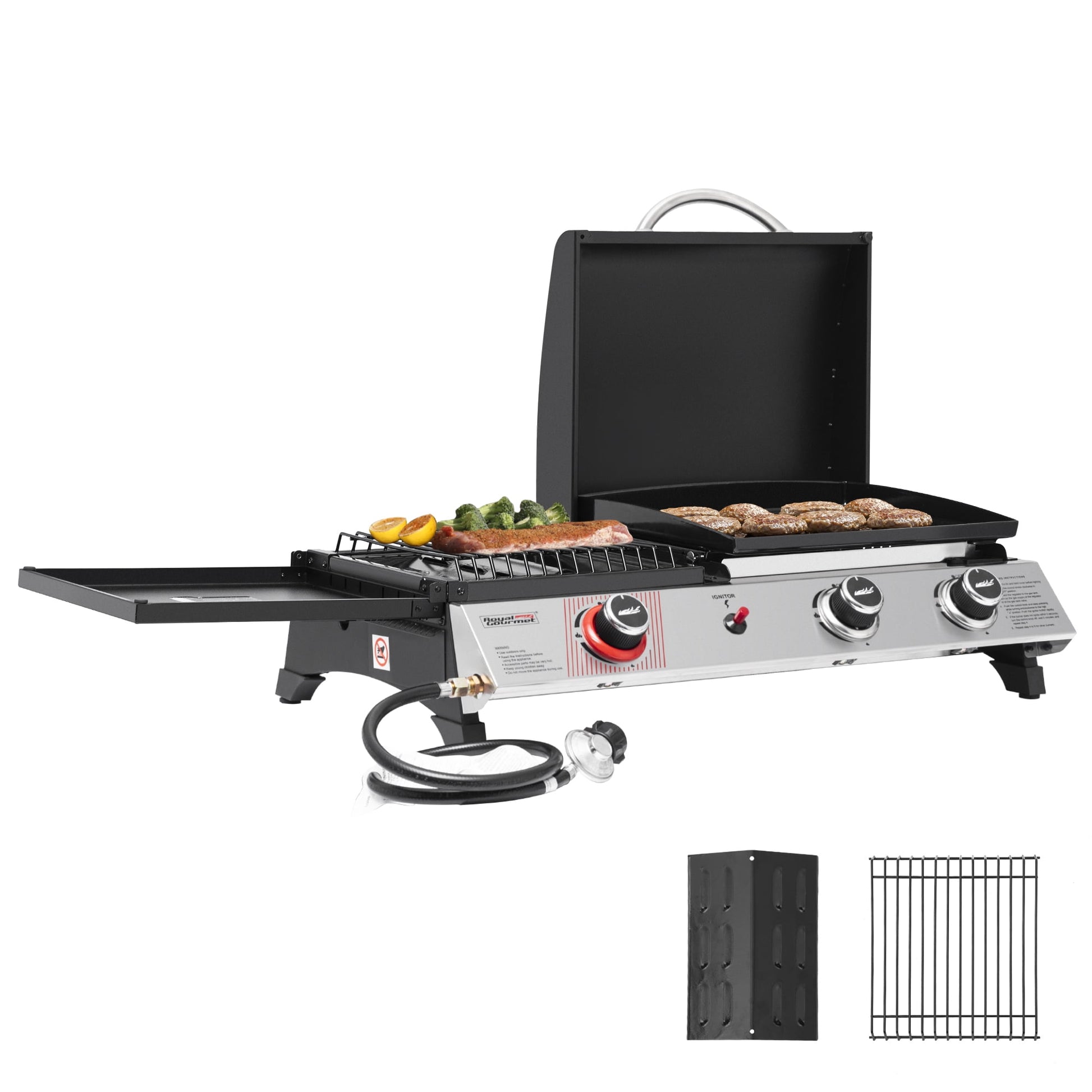 Royal Gourmet 3-Burner Portable Gas Griddle with Side Burner, PD1305H