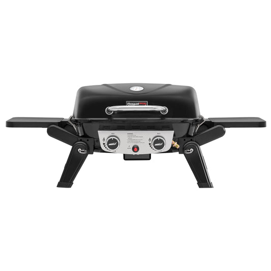 Royal Gourmet GT2005 2-Burner Portable Propane Gas Grill, Tabletop Gas Grill for Outdoor Cooking & Grilling with Foldable Side Tables