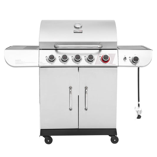 Royal Gourmet SG5002 5-Burner Gas Grill with Sear Burner and Side Burner, Stainless Steel Cabinet Style Gas Grill