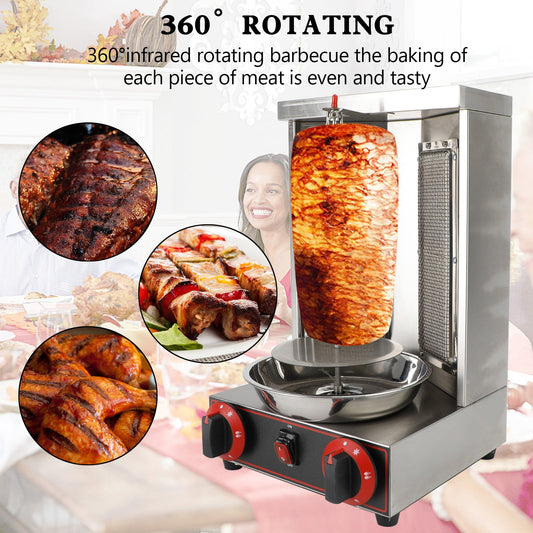 Shawarma Grill Machine Propane Doner Kebab Machine Vertical Broiler with 2 Burner