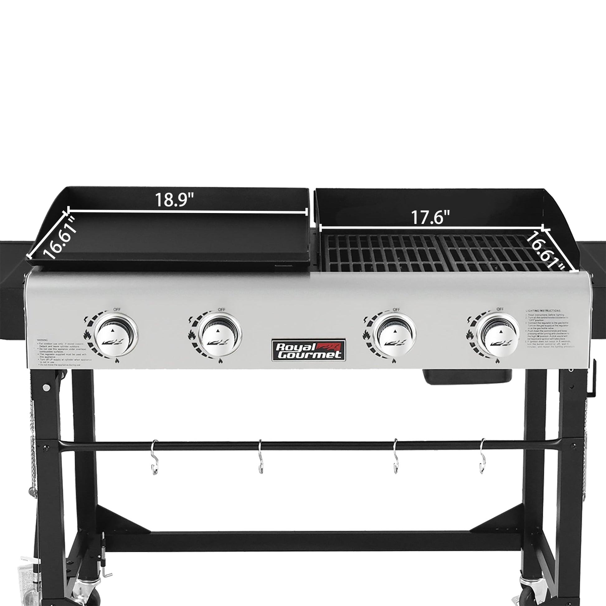 Royal Gourmet GD401C Premium 4-Burner 48000-BTU Folding Gas Grill and Griddle, With Cover