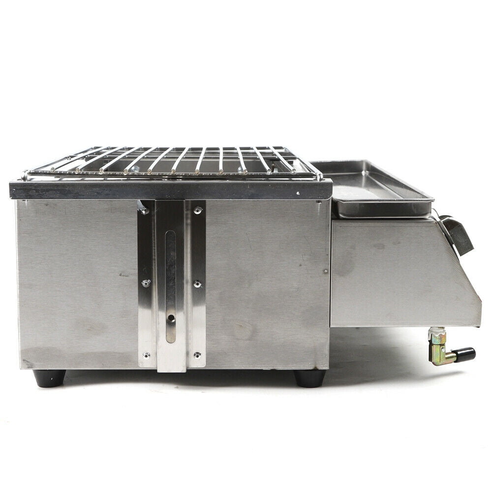 Portable Small Gas Barbecue Grill,Gas BBQ Grill with 3 Burner Switches and Lift Rack,Stainless Steel Propane Gas Grill Camp BBQ Grill for Backyard Garden Patio Balcony Outdoor