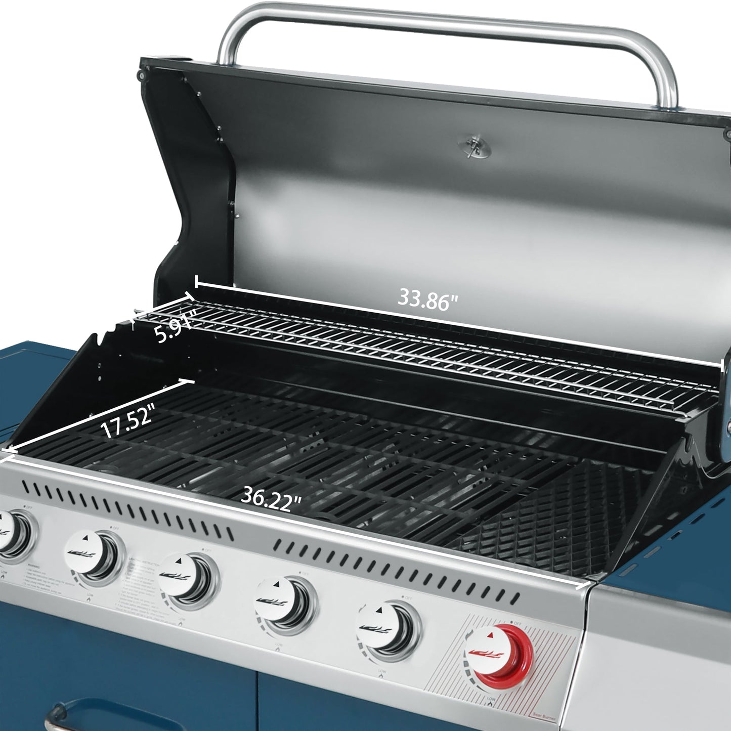 Royal Gourmet GA6402B 6-Burner BBQ Gas Grill with Sear Burner and Side Burner, 74,000 BTU