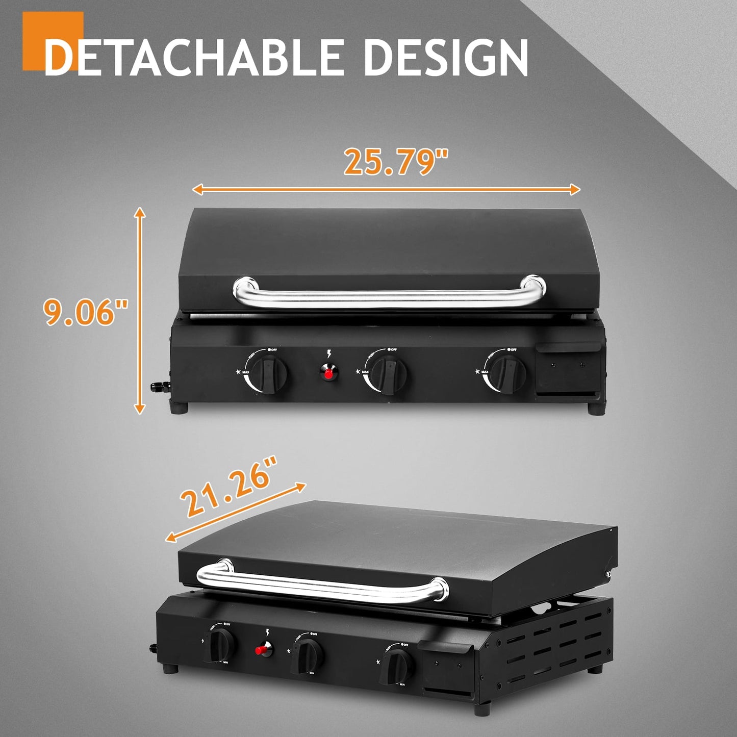 Ktaxon 3 Burner Propane Griddle Flat Top Gas Grill 30000 BTU with Lid,Ceramic Coated Cast Iron Pan,Portable