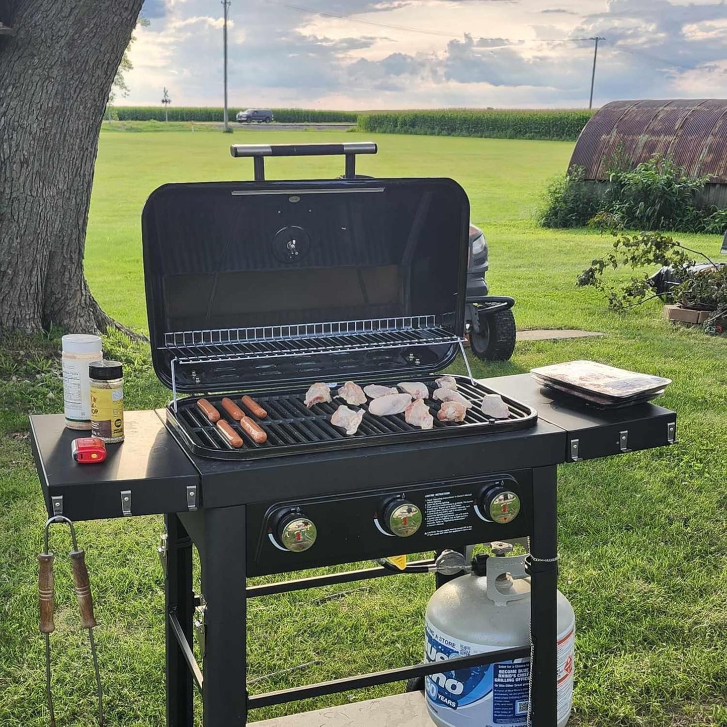 2-in-1 Propane Gas Grill, Enameled Cast Iron Grate & Removable Toptable - BRANDMAN GRILLS SINCE 1987