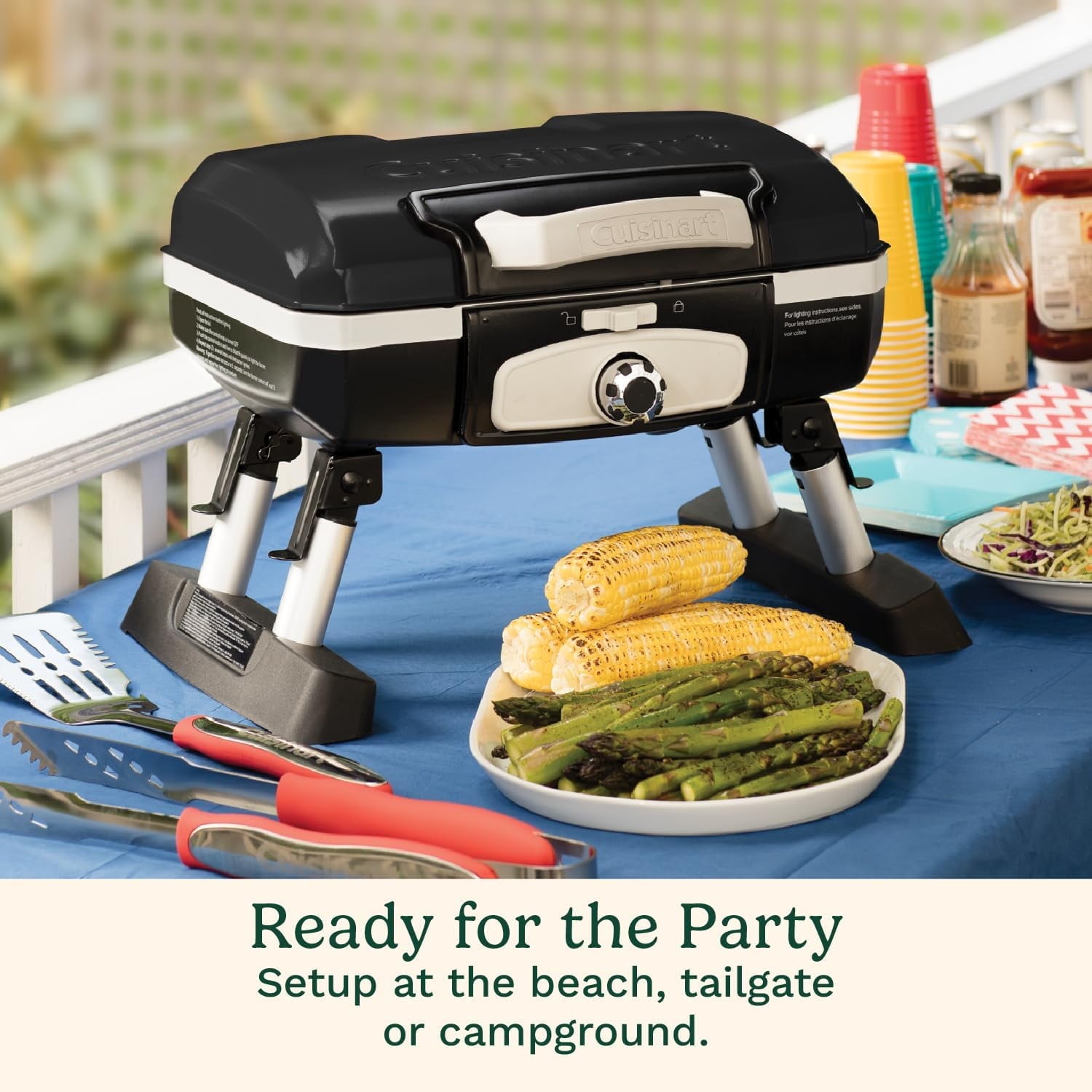 Cuisinart Petite Gourmet Portable Gas Grill, Compact & Lightweight Tabletop Small Grill for BBQs, Camping, Tailgates & Small Spaces