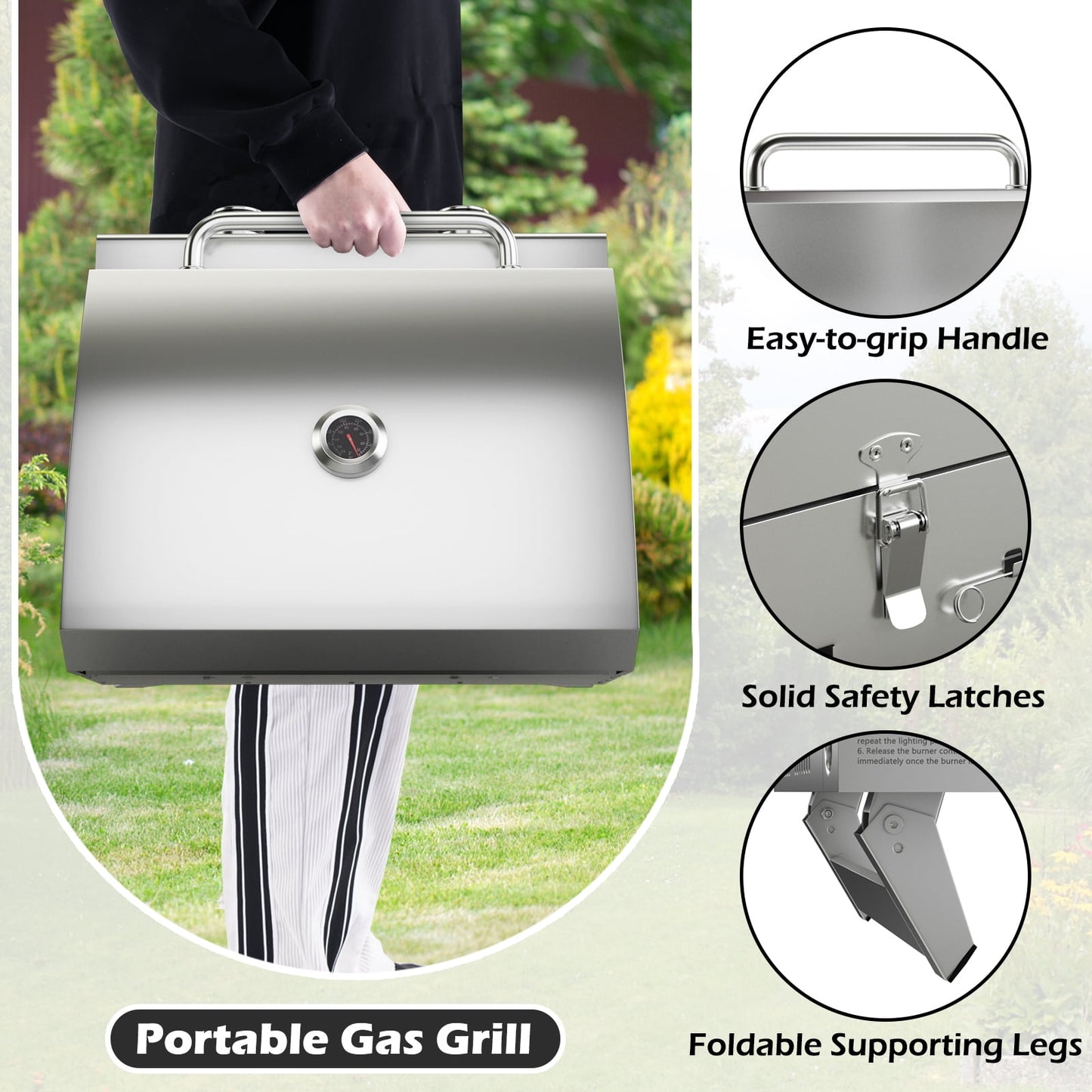Gymax 2 Burner Portable BBQ Table Top Propane Gas Grill Stainless Steel