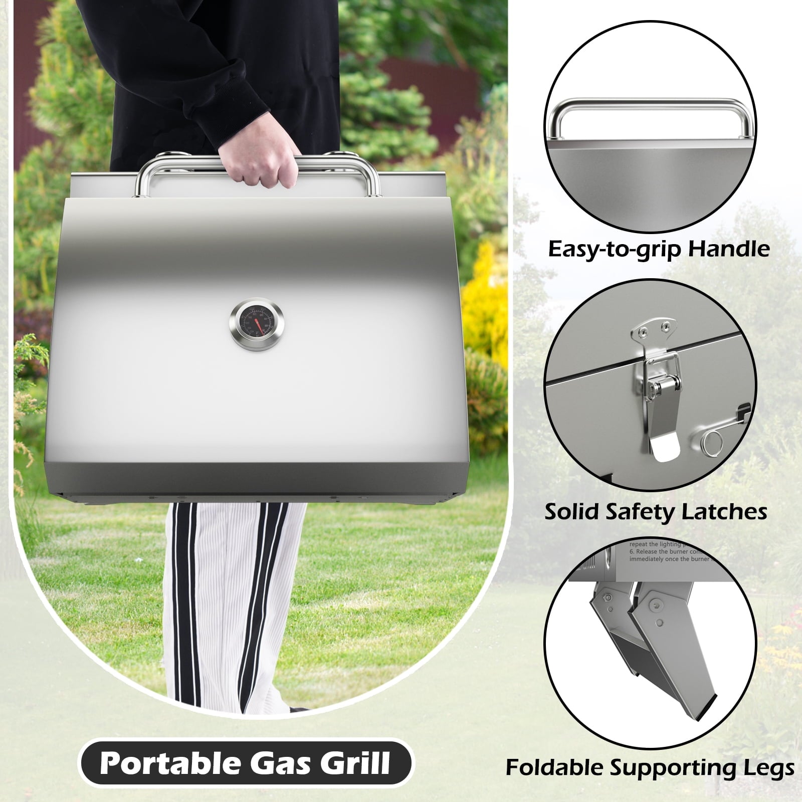 Gymax 2 Burner Portable BBQ Table Top Propane Gas Grill Stainless Steel