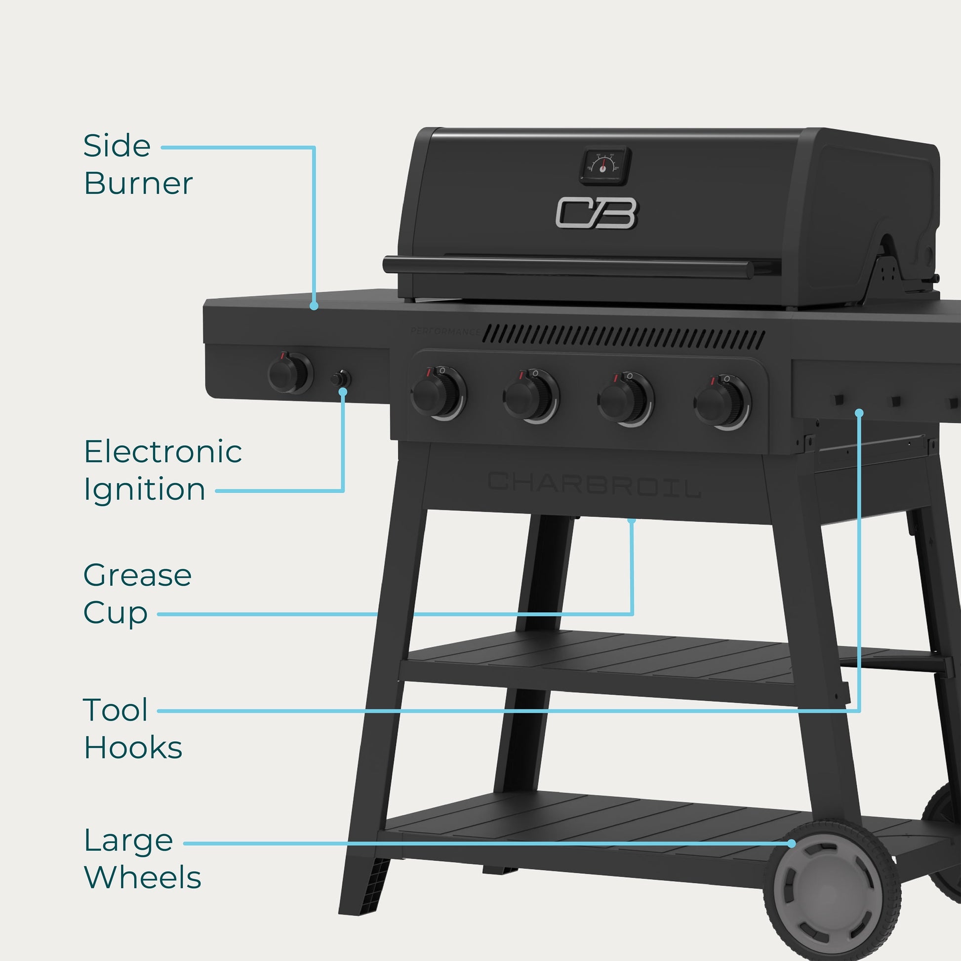 Charbroil Performance Series FlavorMax 4-Burner Gas Grill with Side Burner