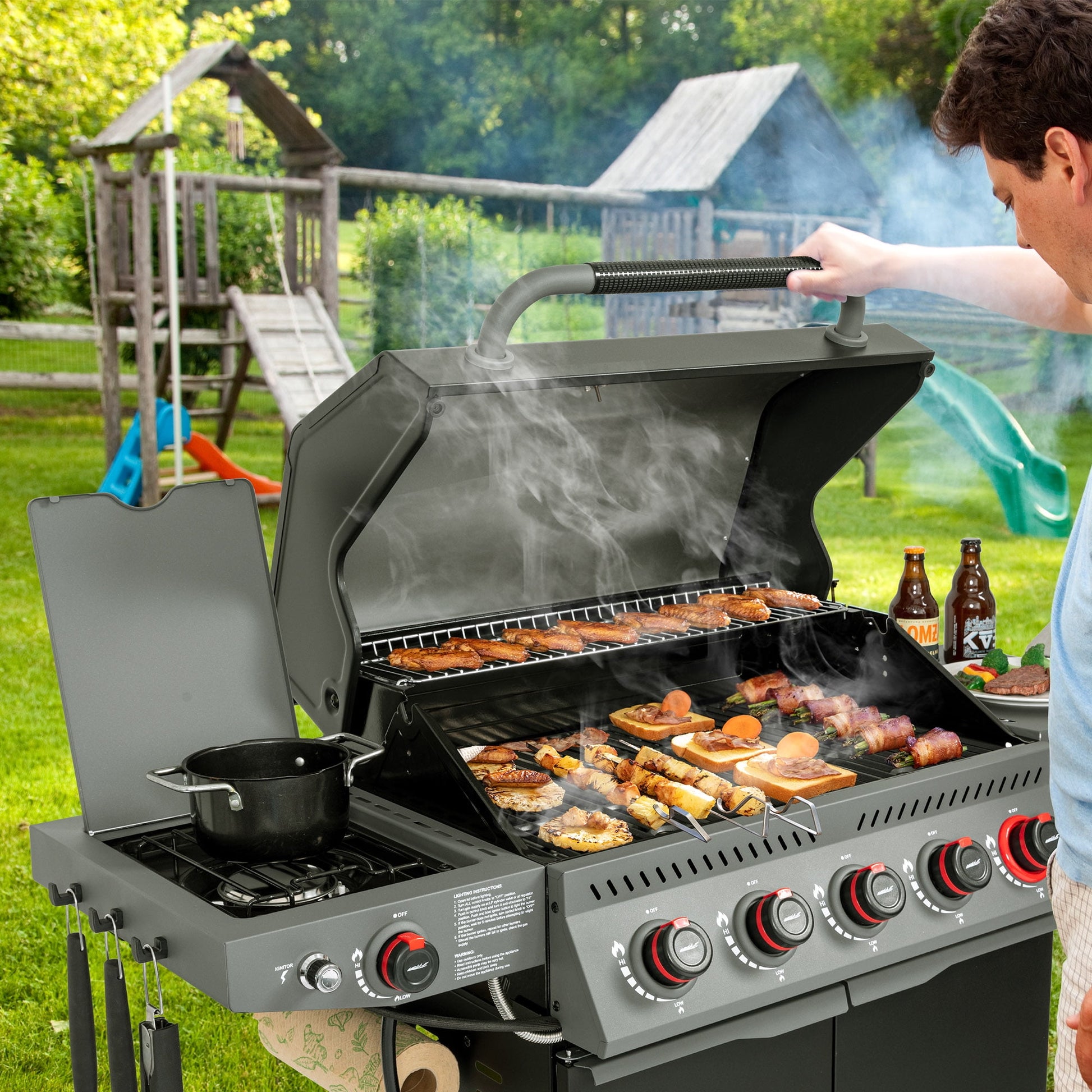 Royal Gourmet GA5407H 5-Burner BBQ Gas Grill with Sear Burner and Lidded Side Burner