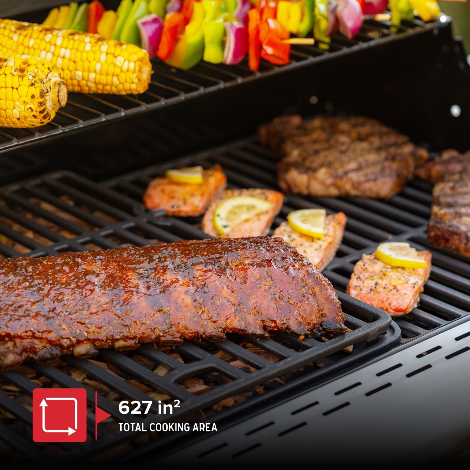 Nexgrill 4-Burner Dual Fuel Gas Grill with Side Burner and Griddle Insert, 627 SQ In Total Cooking Space, 59,000 BTUs Output, BBQ Grill Perfect for Outdoor Gatherings - 720-0958HE