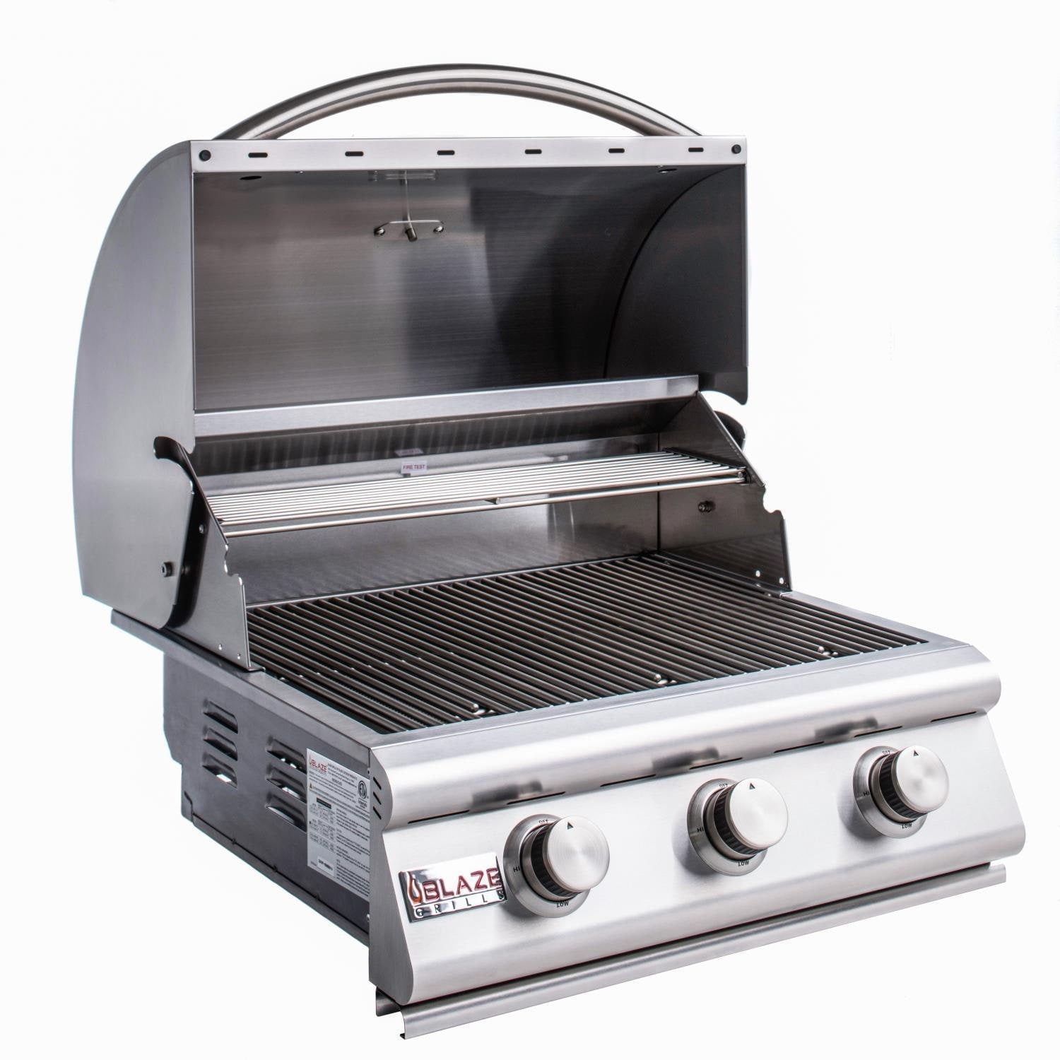 Outdoor Kitchen 3 Burner Built In Propane Gas Grill (Head Only) - 25 Inch Drop In Three Burner Backyard Grill Station Liquid Propane LP By Blaze Grills