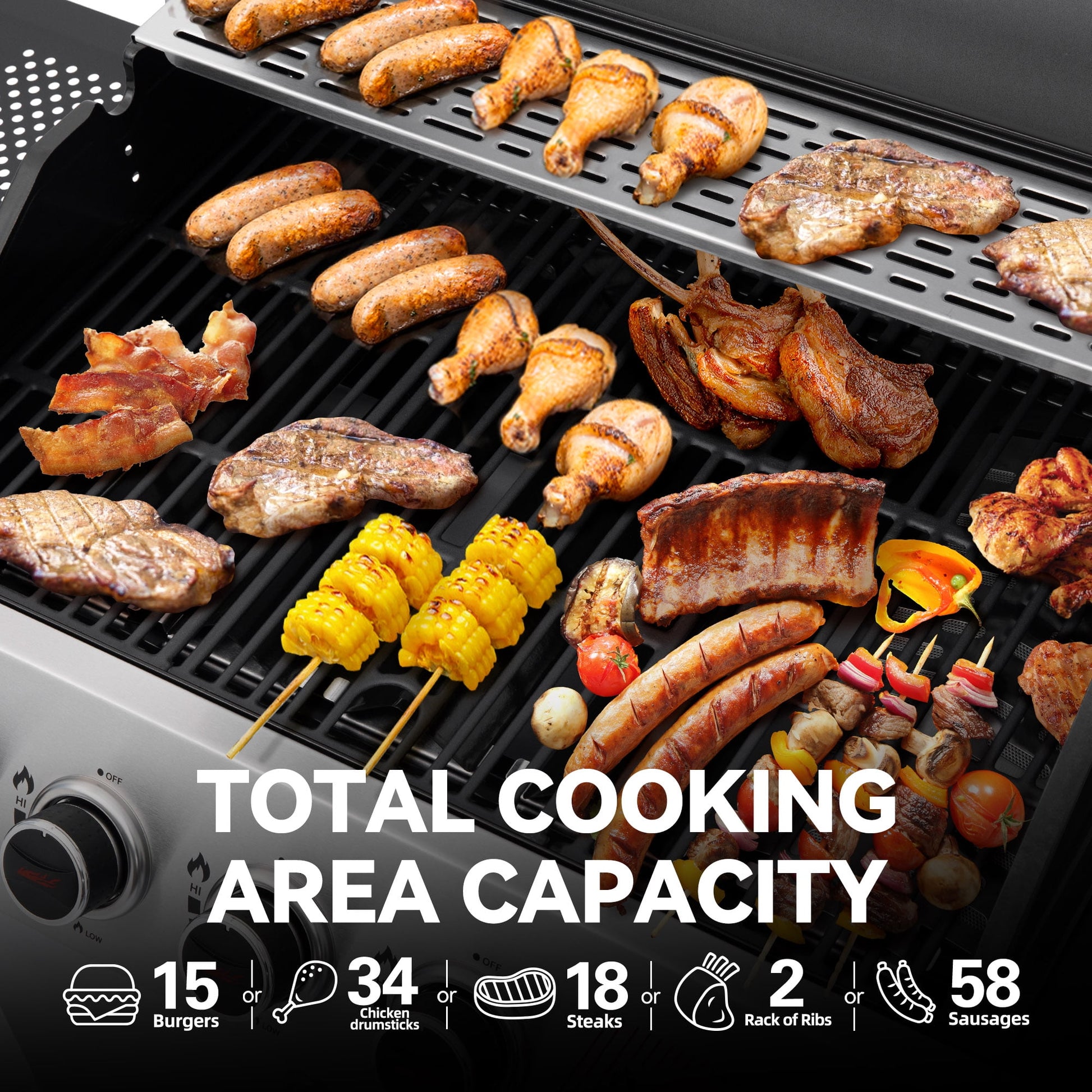 Royal Gourmet SG5002 5-Burner Gas Grill with Sear Burner and Side Burner, Stainless Steel Cabinet Style Gas Grill
