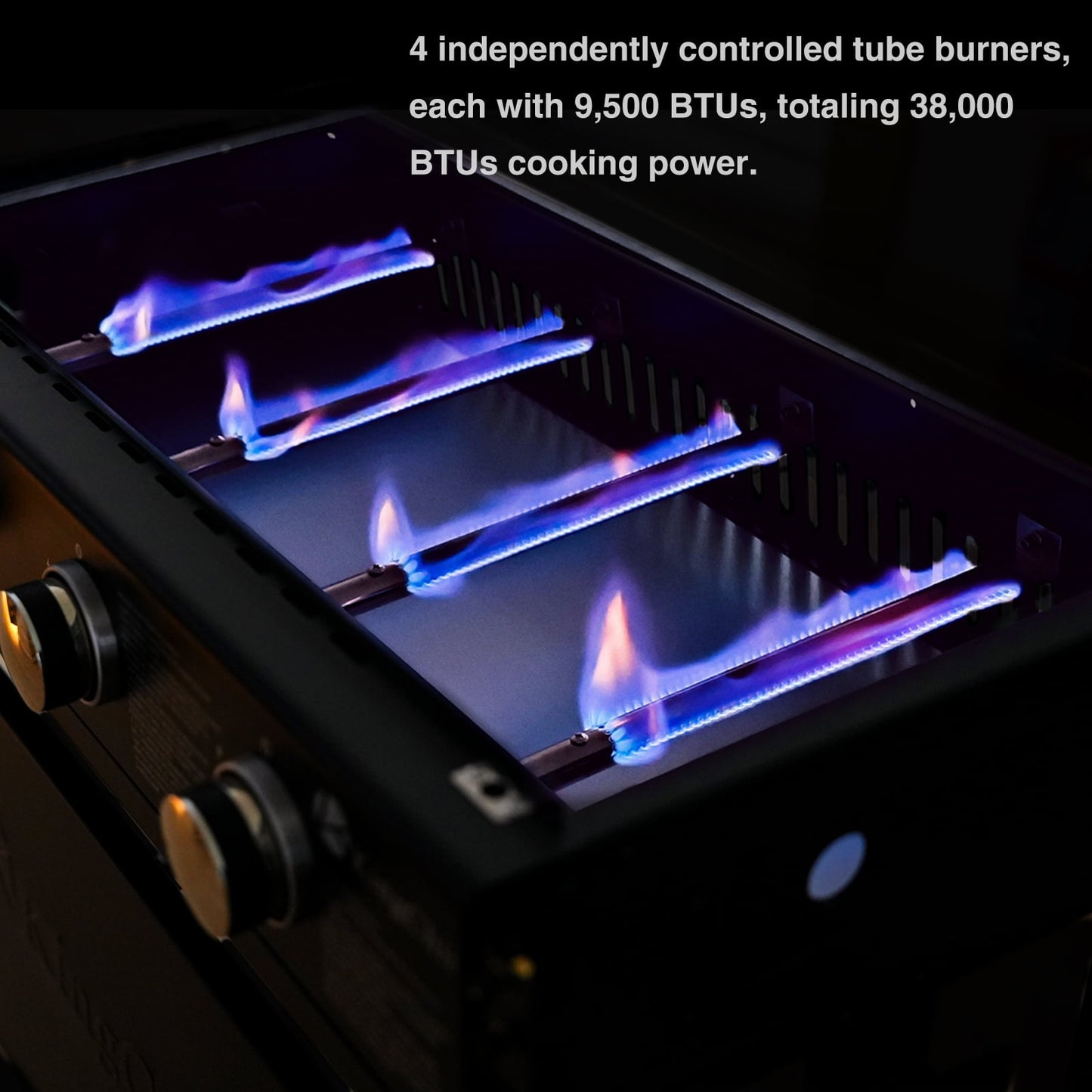 Kingchii 4-Burner Propane Grill, 38,000 BTUs Gas Grill with Foldable Side Tables, Built-in Thermometer for Outdoor Grilling, BBQs and Camping