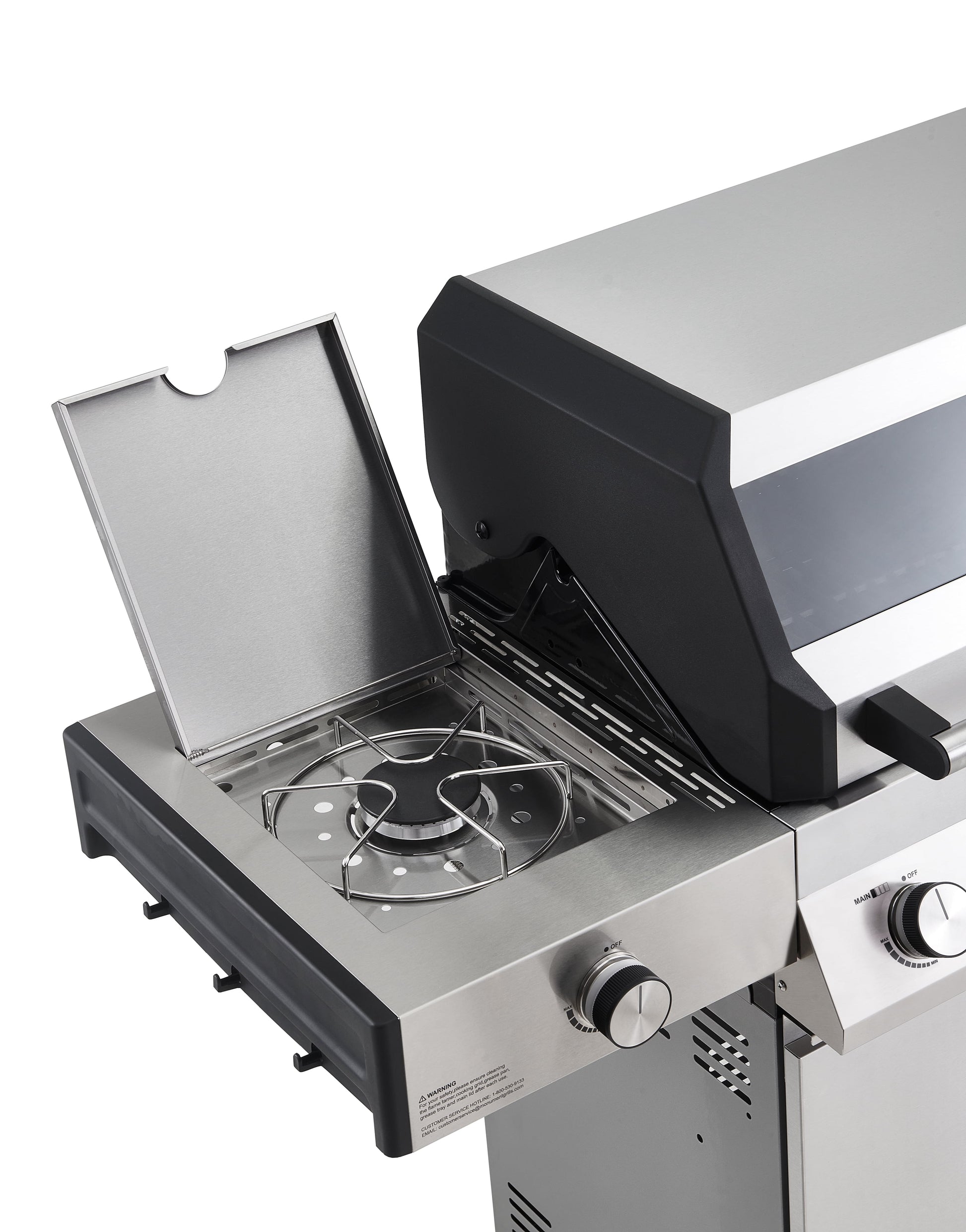 Denali 6-Burner Propane Gas Grill in Stainless with Clearview Lid, 3-Phase LED Controls and Side Burner